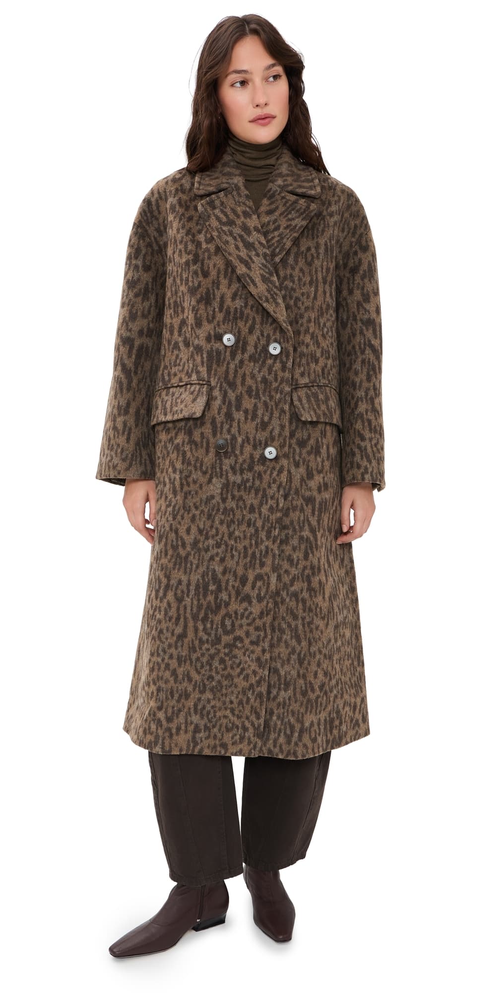 Apiece Apart Matta Oversized Trench Coat Leopard