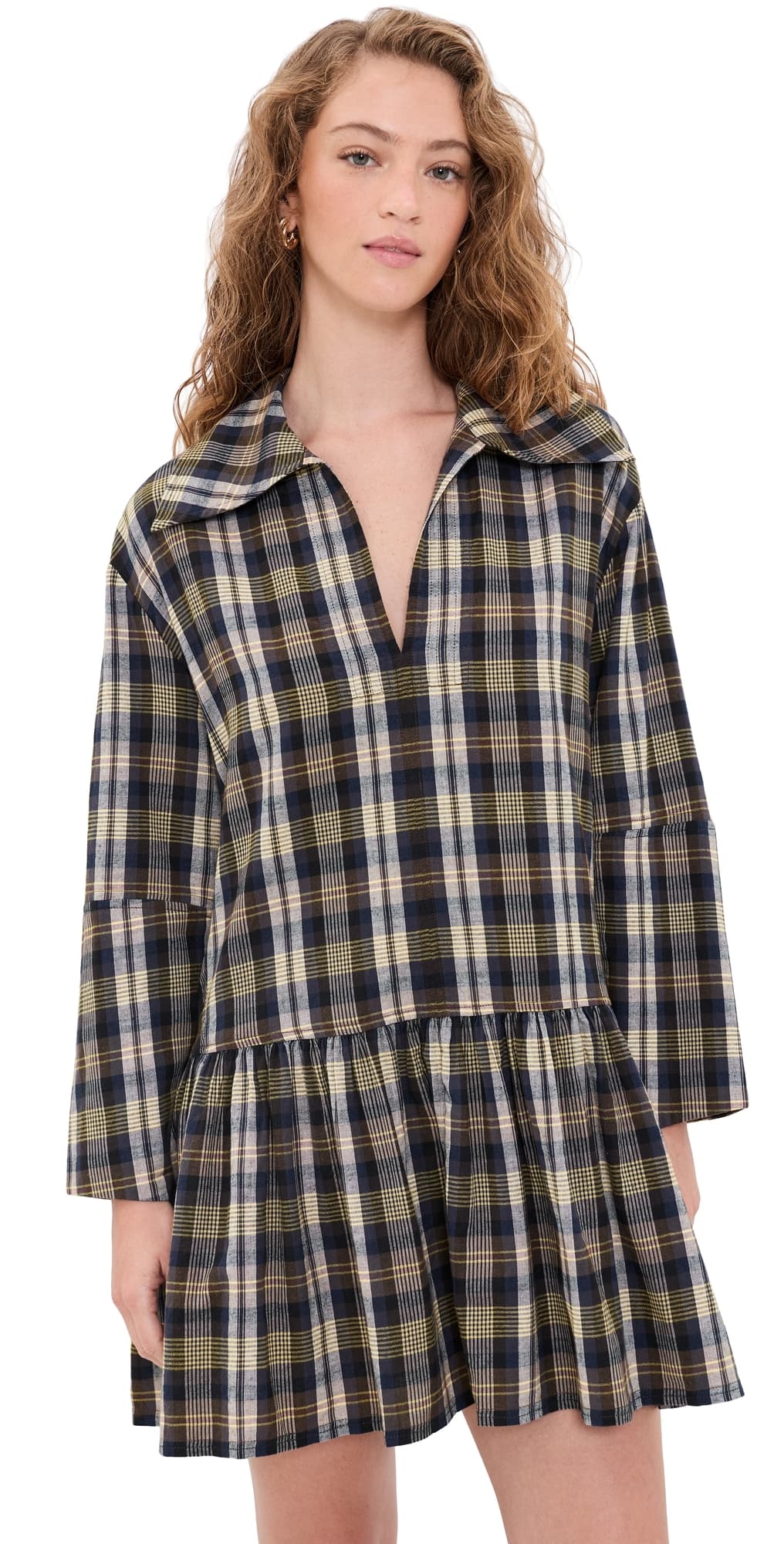 Apiece Apart Romana Mini Dress Basket Weave Plaid