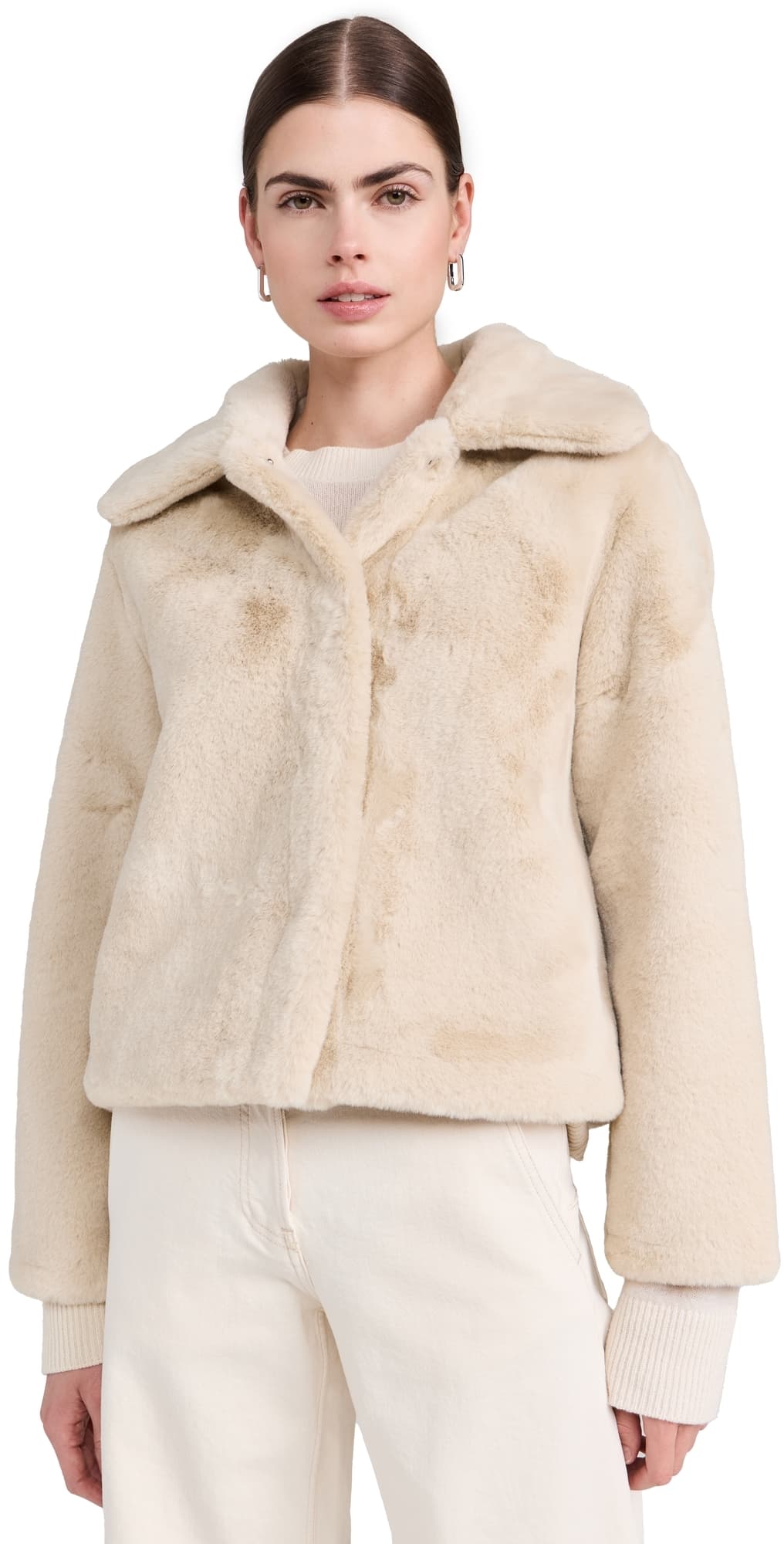 Apparis Elis Faux Fur Short Coat Latte
