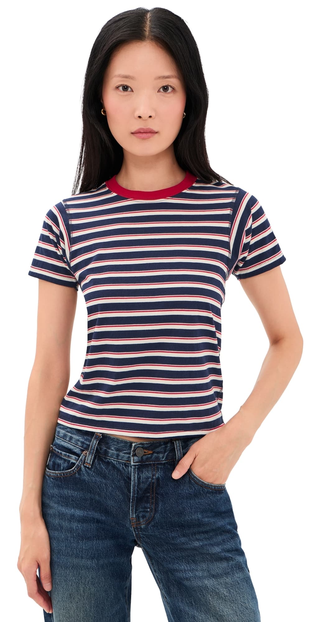 ASHER Amelia Stripe Tee Red/Navy/Natural