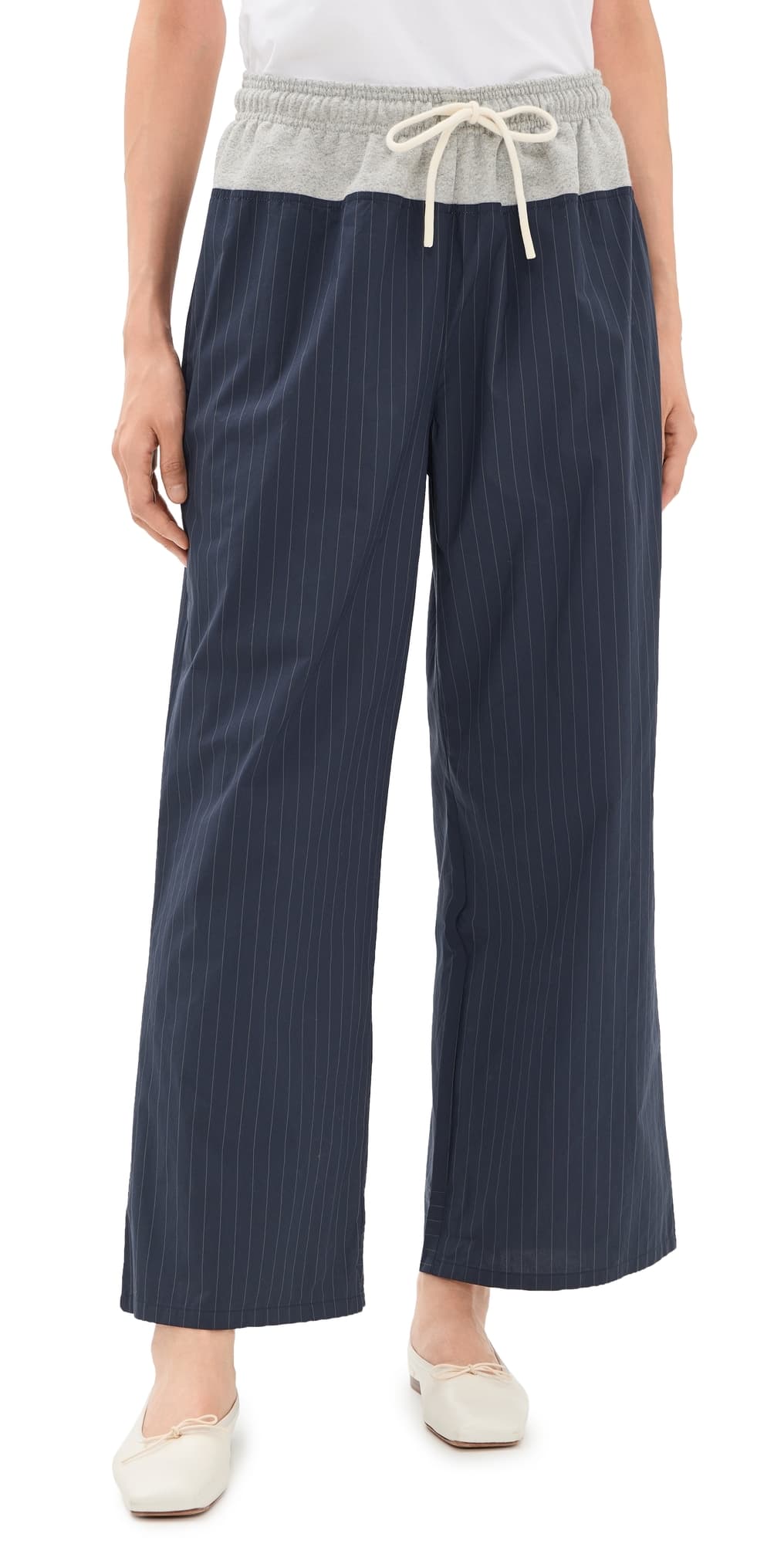 ASHER Cory Mix Media Pants Midnight Pinstripe