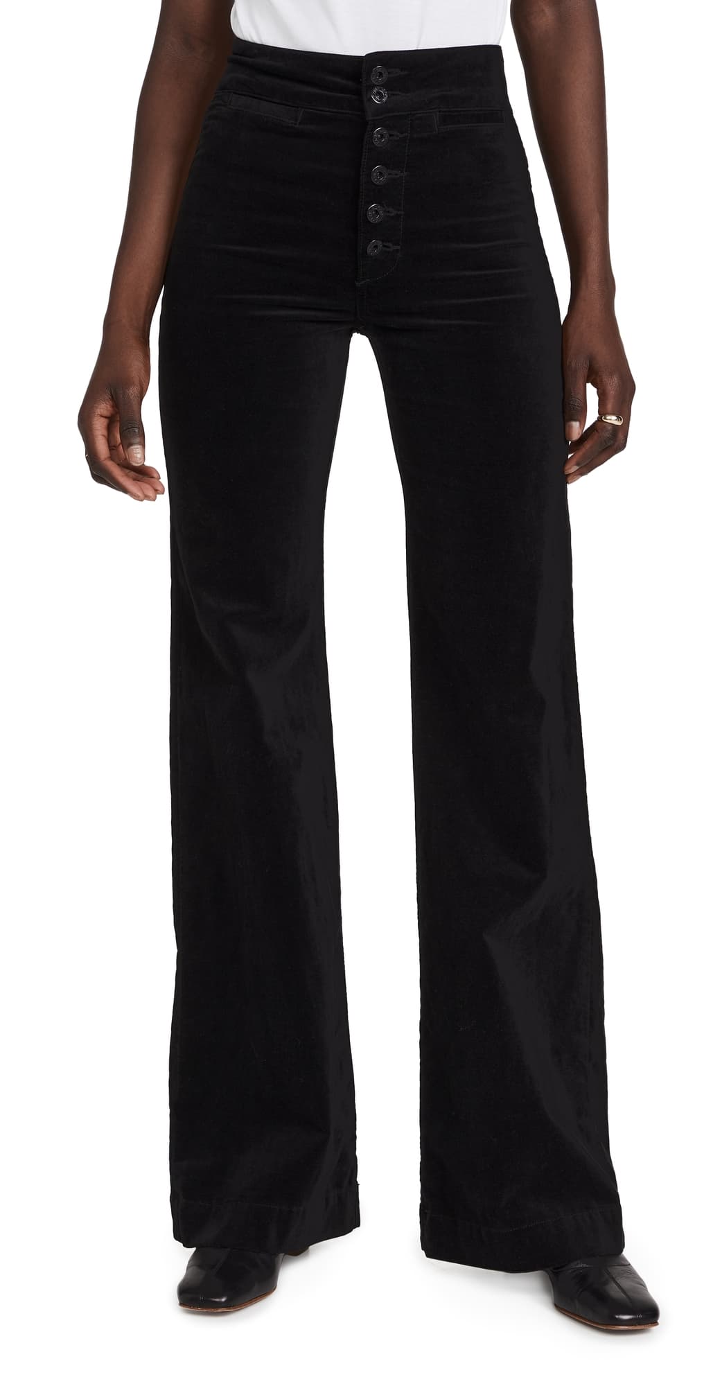 ASKK NY Brighton Velvet Wide Leg Pants Black Velvet