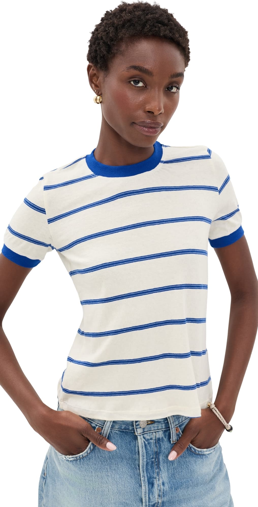 ASKK NY Classic Ringer Tee Blue Stripe