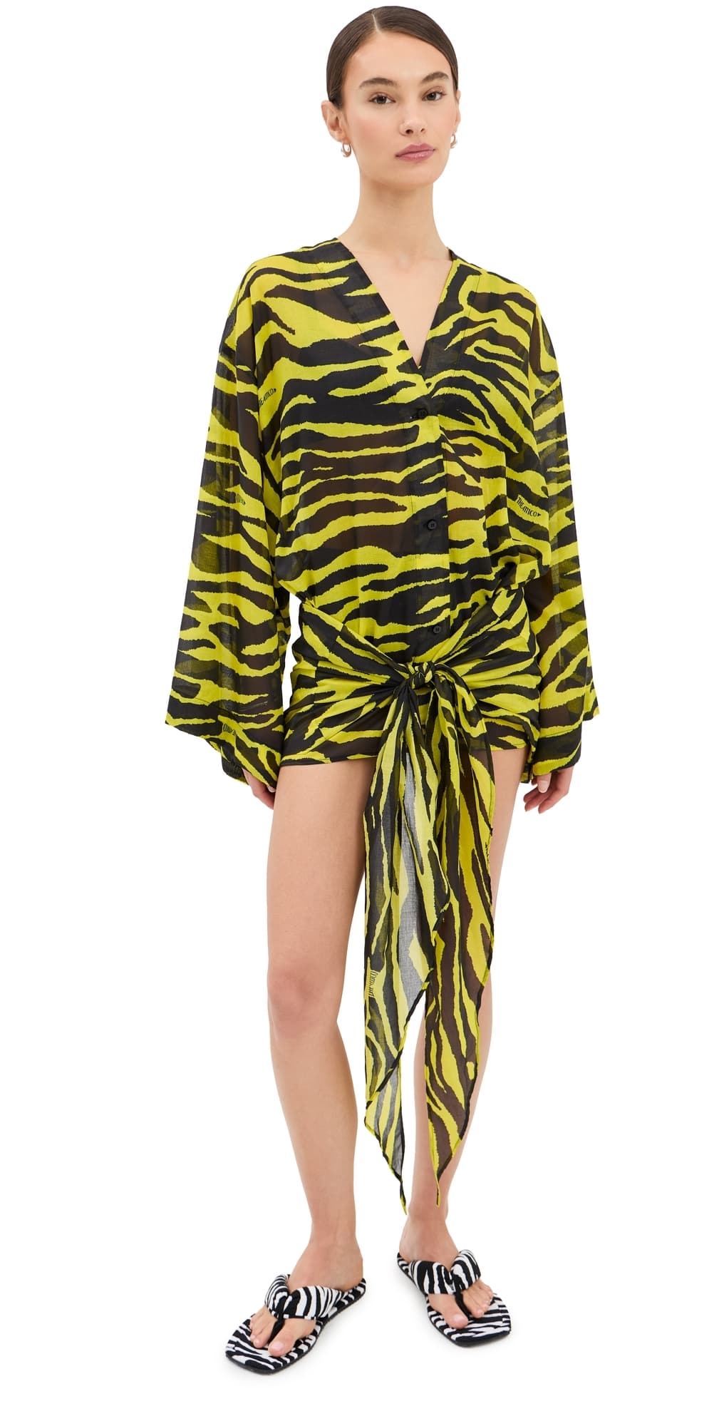 The Attico Mini Coverup Dress Yellow/Black