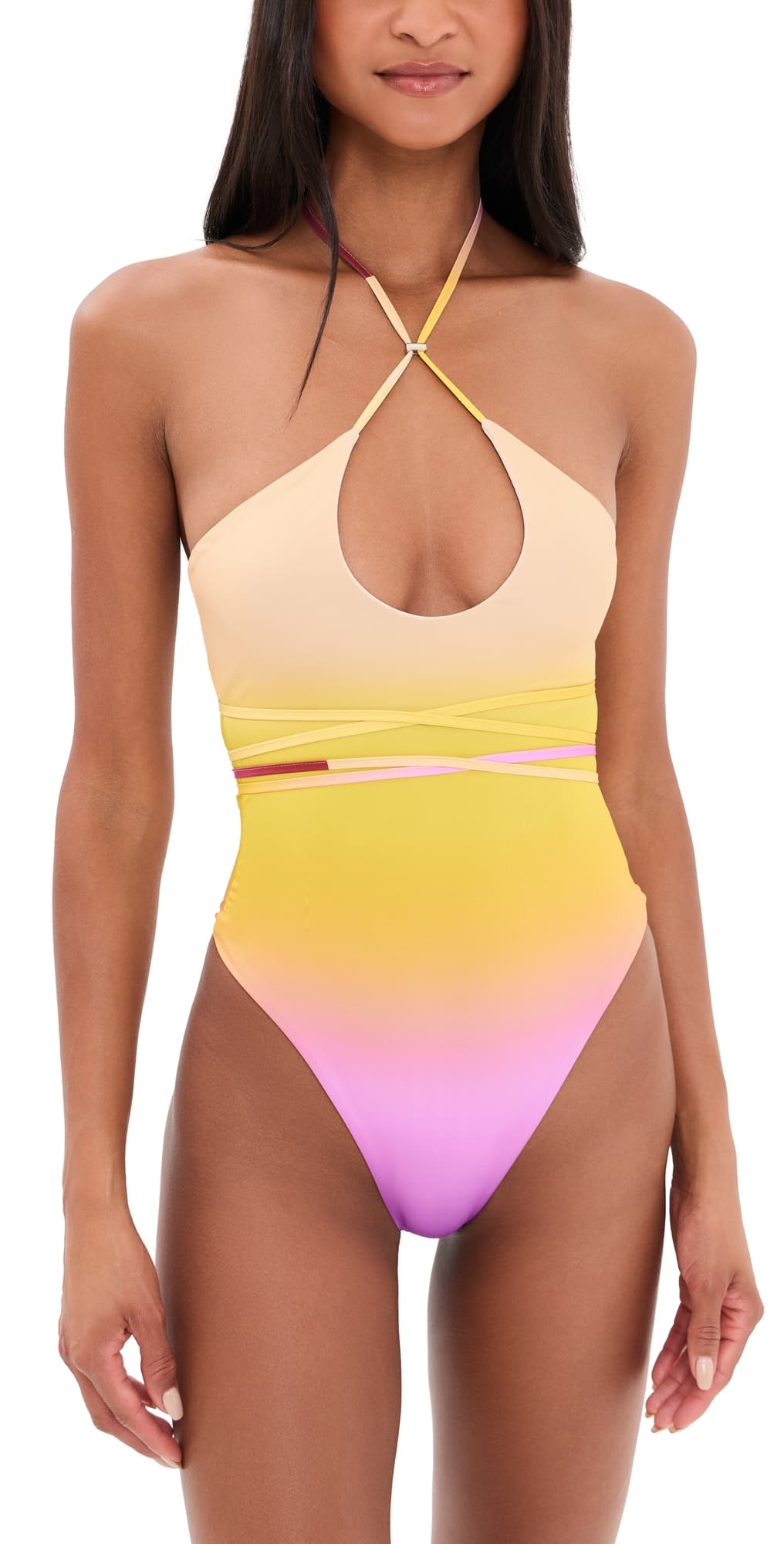The Attico Ombre One Piece Yellow/Pink