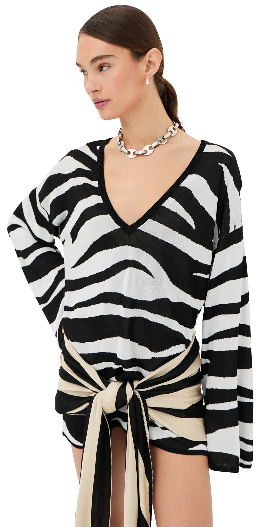 The Attico Knit Mini Dress White/Black