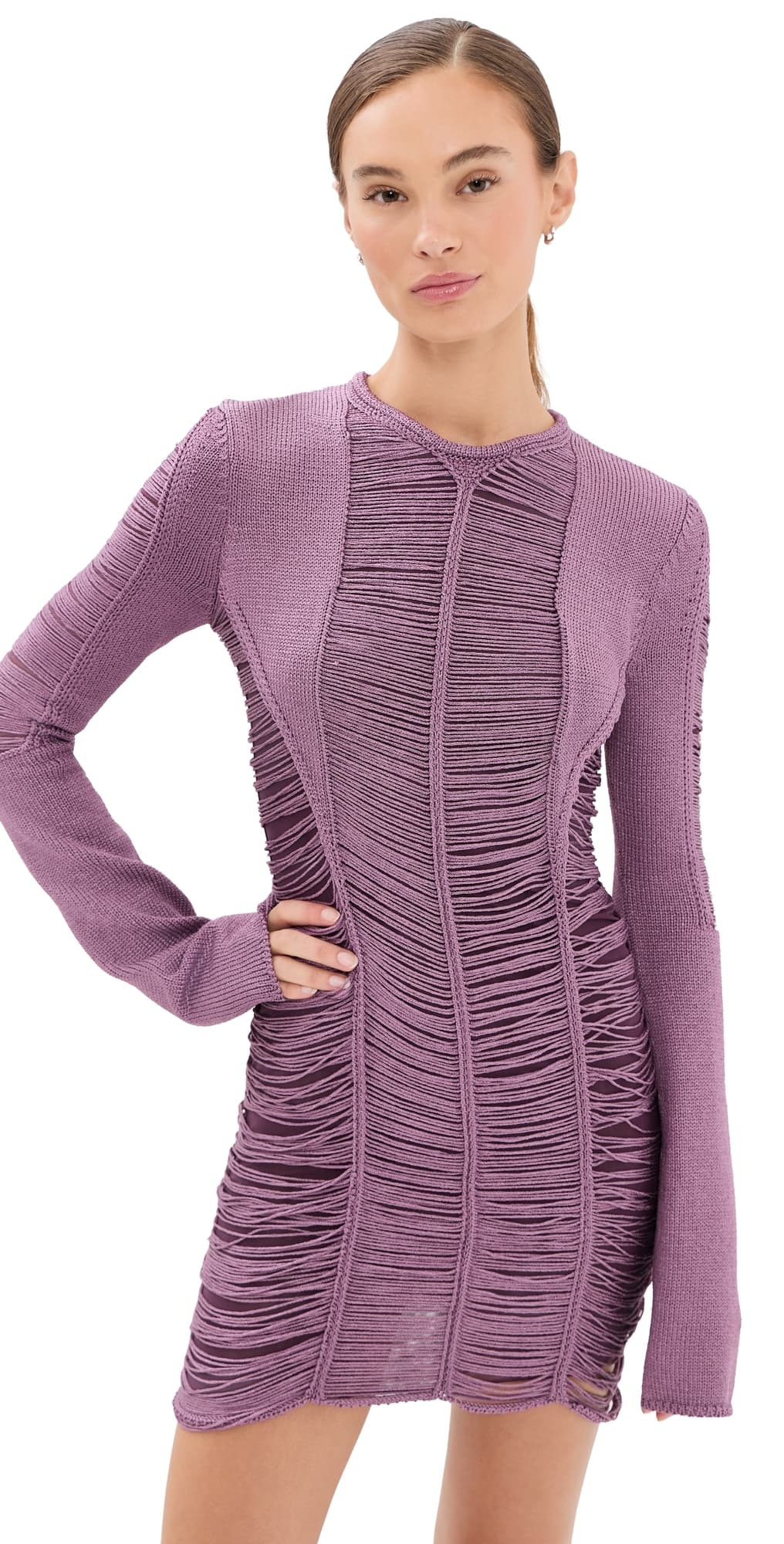 The Attico Fringe Mini Dress Dark Purple