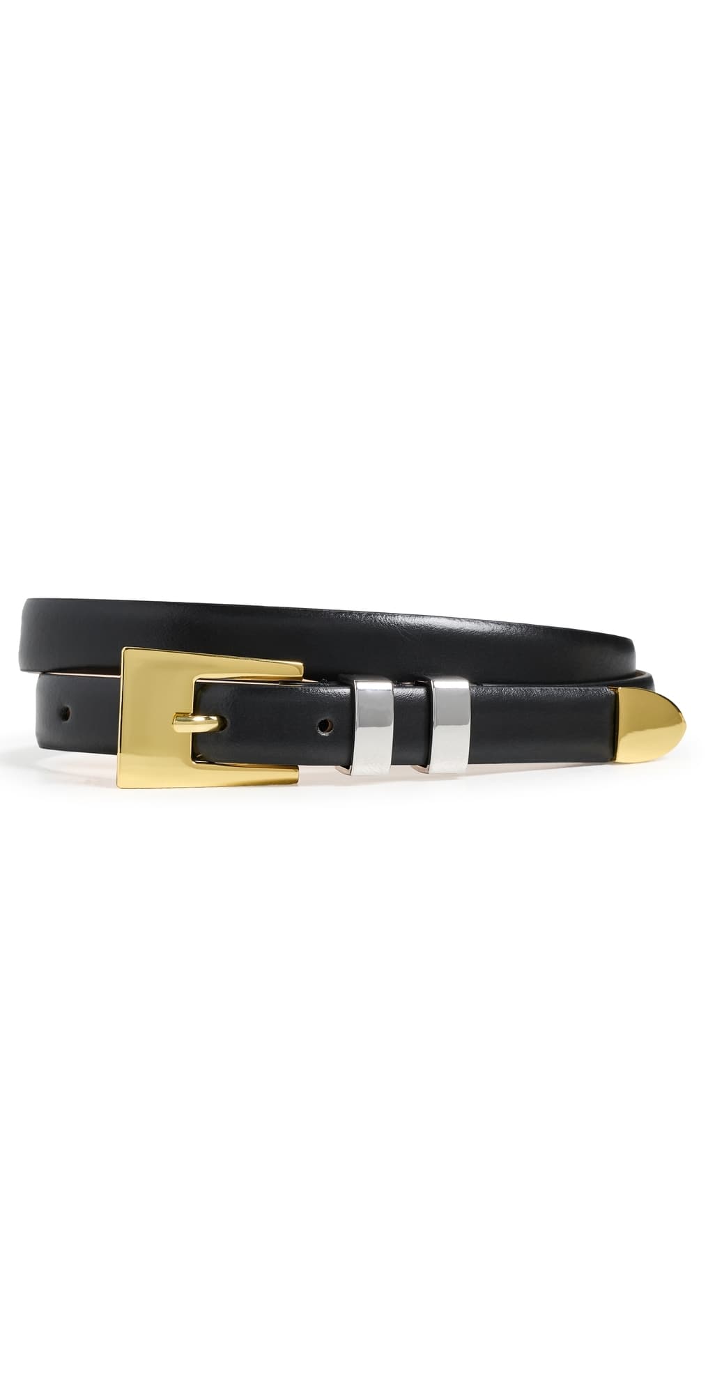 Aureum Sofia Belt Black Leather & Gold/Silver