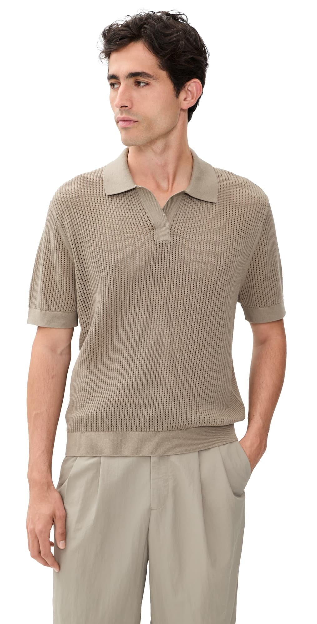 AUTO-REPLY Knit Mesh Polo Shirt Pumice