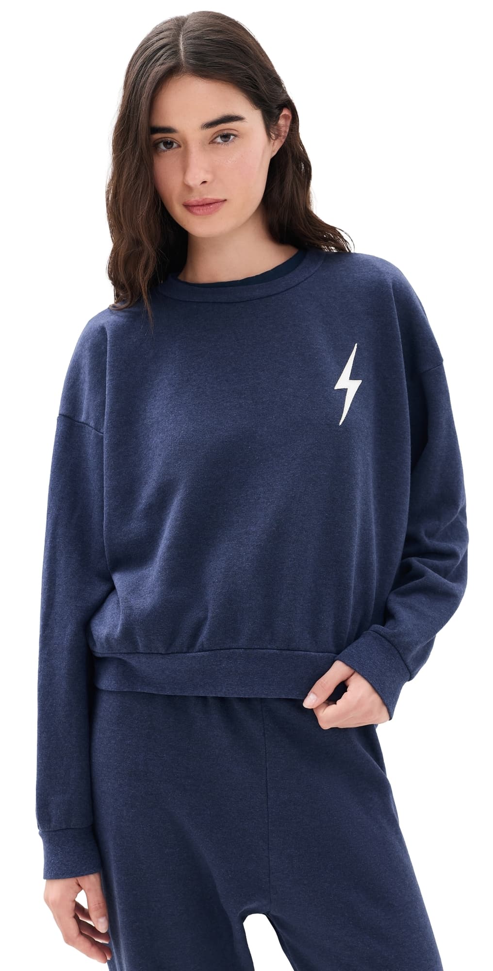 Aviator Nation Bolt Stitch Crew Sweatshirt Navy/White