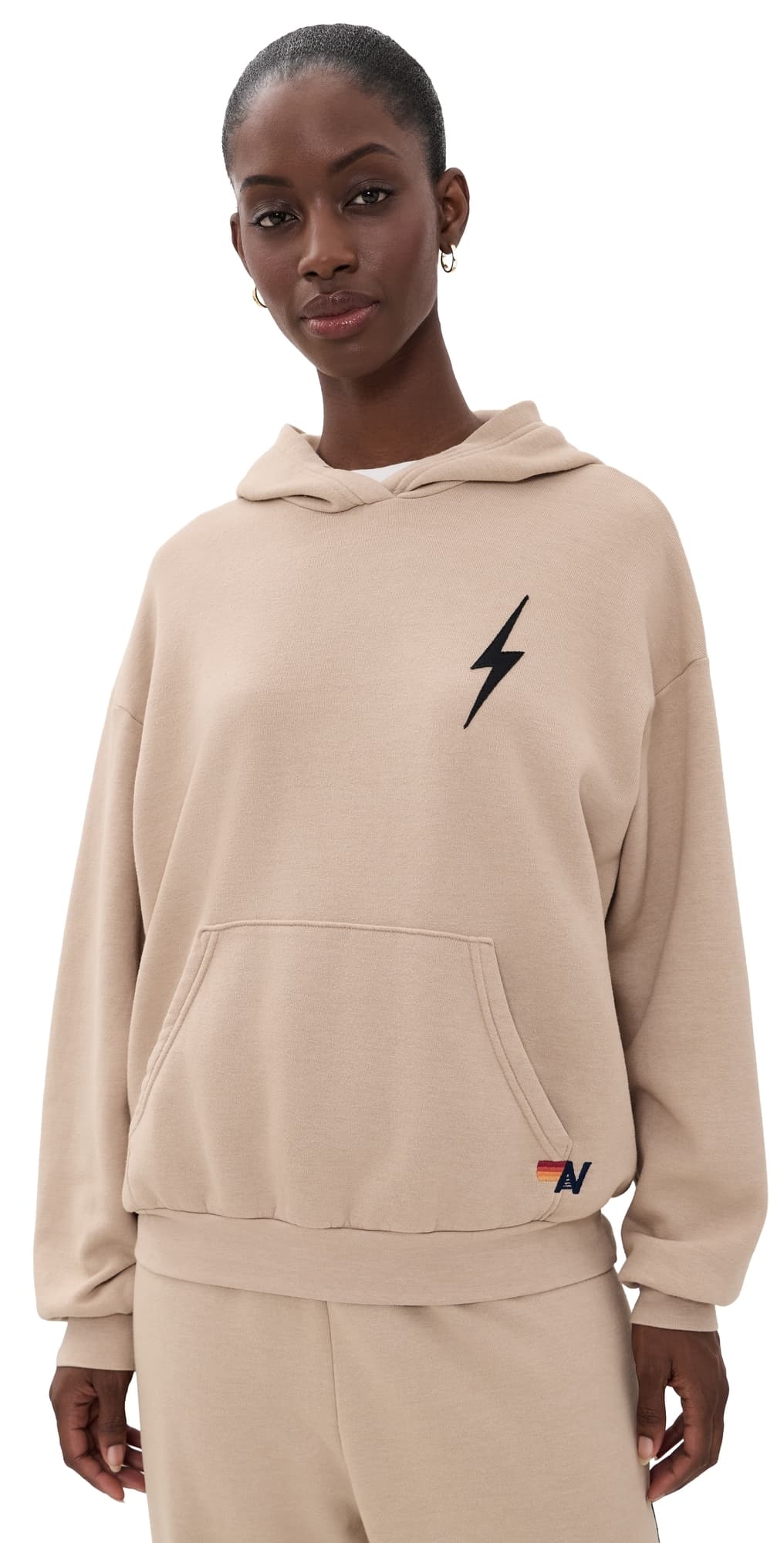 Aviator Nation Relaxed Bolt Stitch Pullover Hoodie Sand