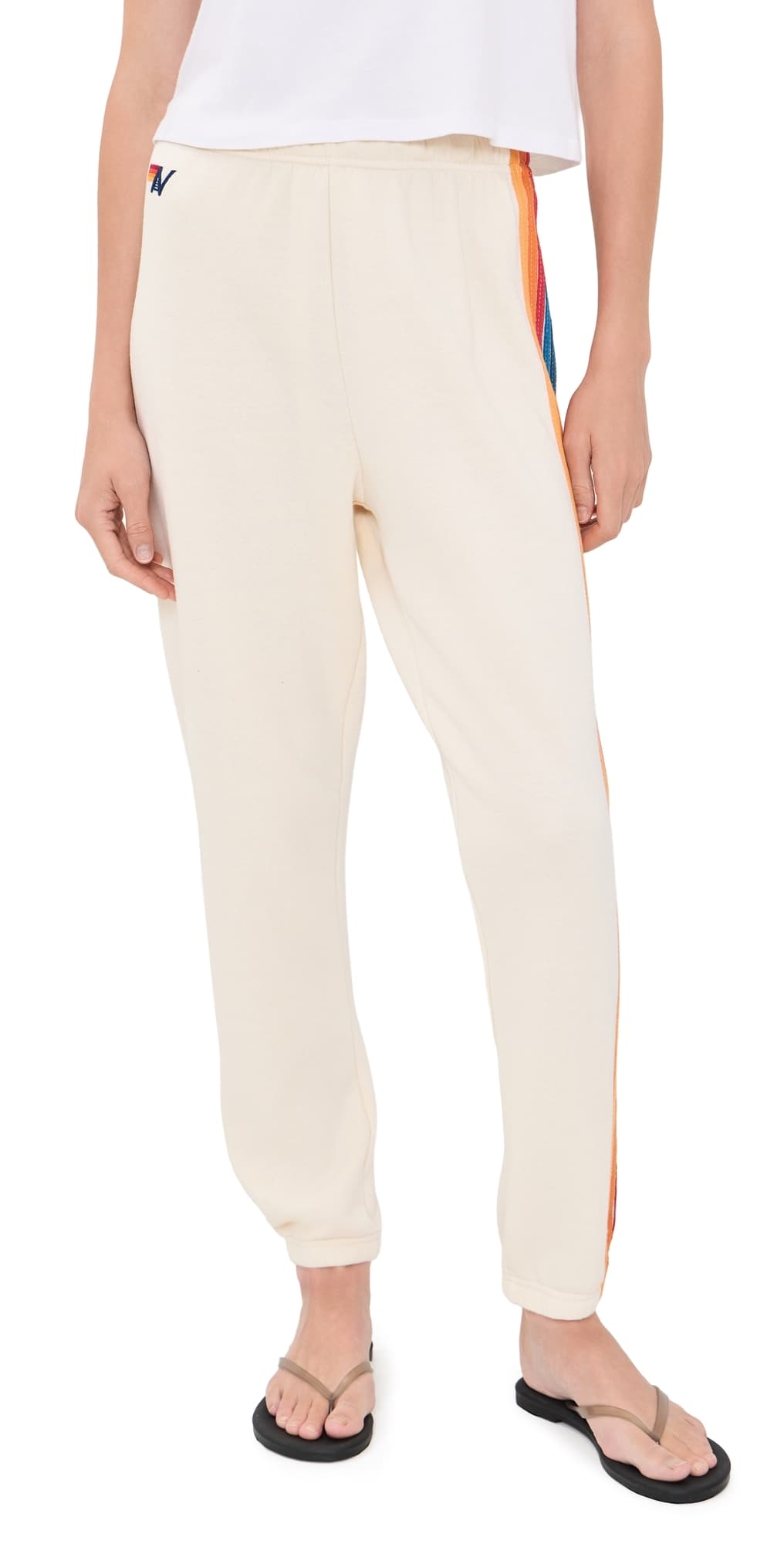 Aviator Nation 5 Stripe Sweatpants Vintage White
