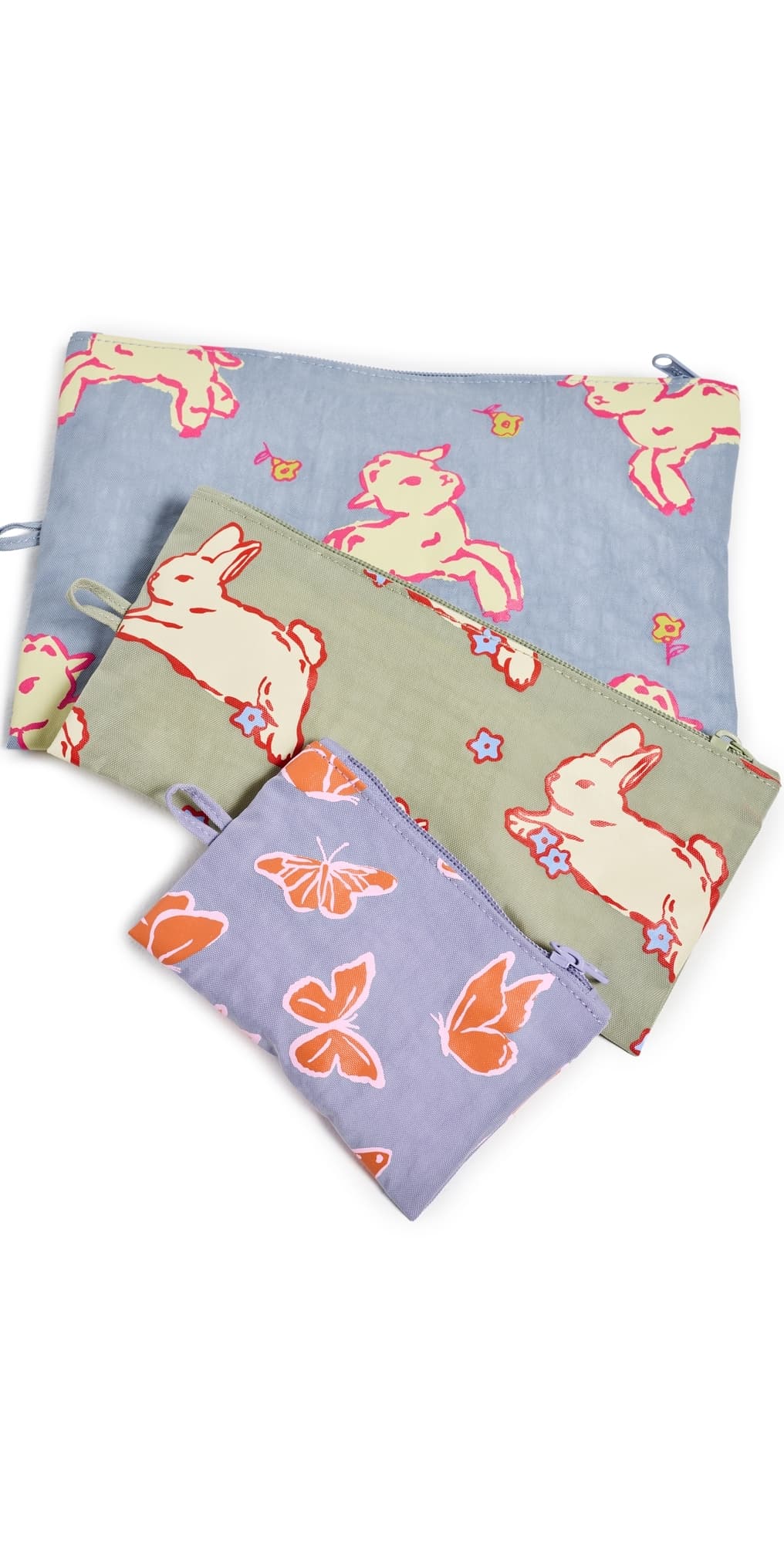 BAGGU Flat Pouch Set Spring Animals · One Size