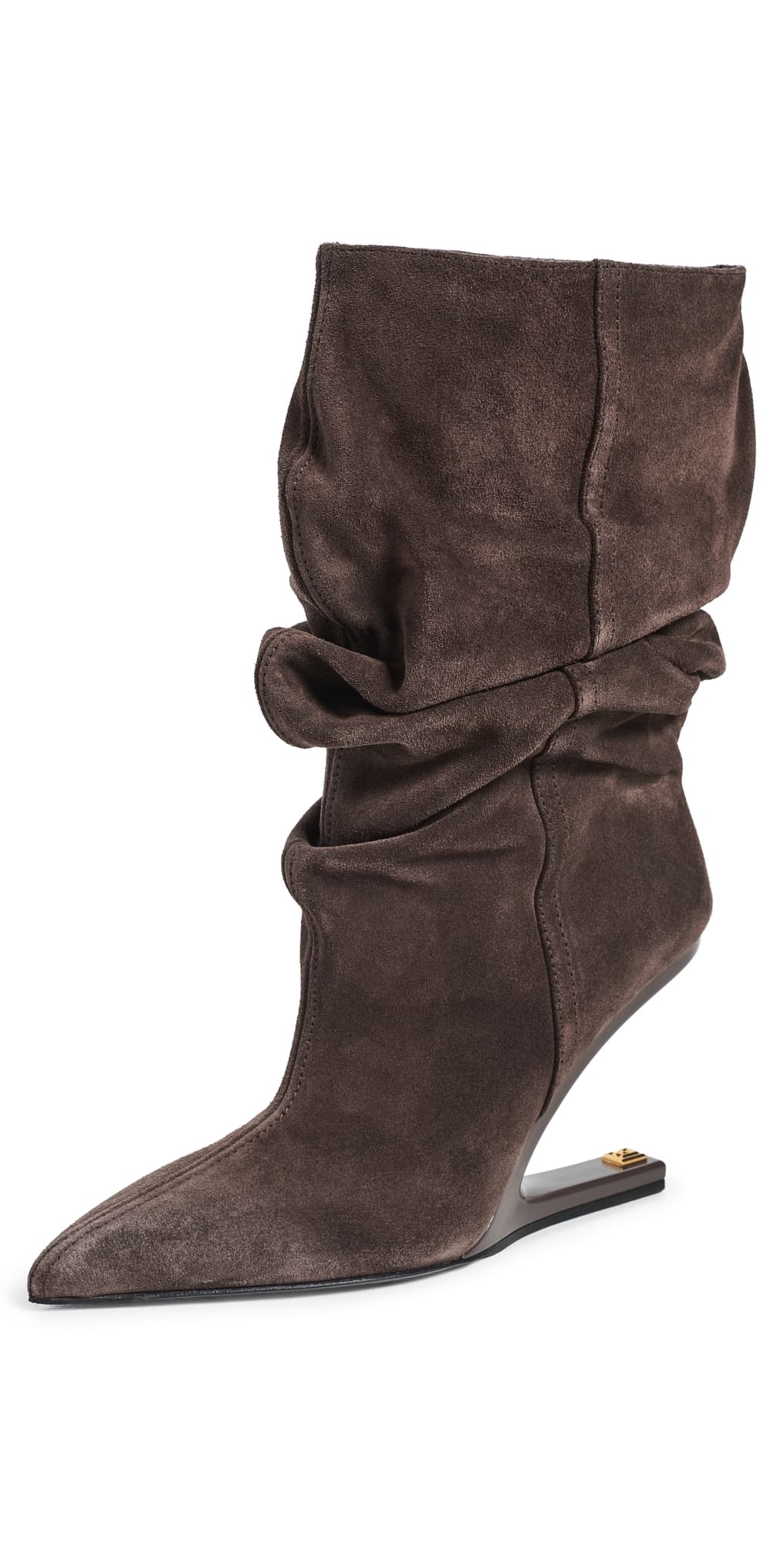 Balmain No Wedge Suede Ankle Boots 9DR Gris Fonce