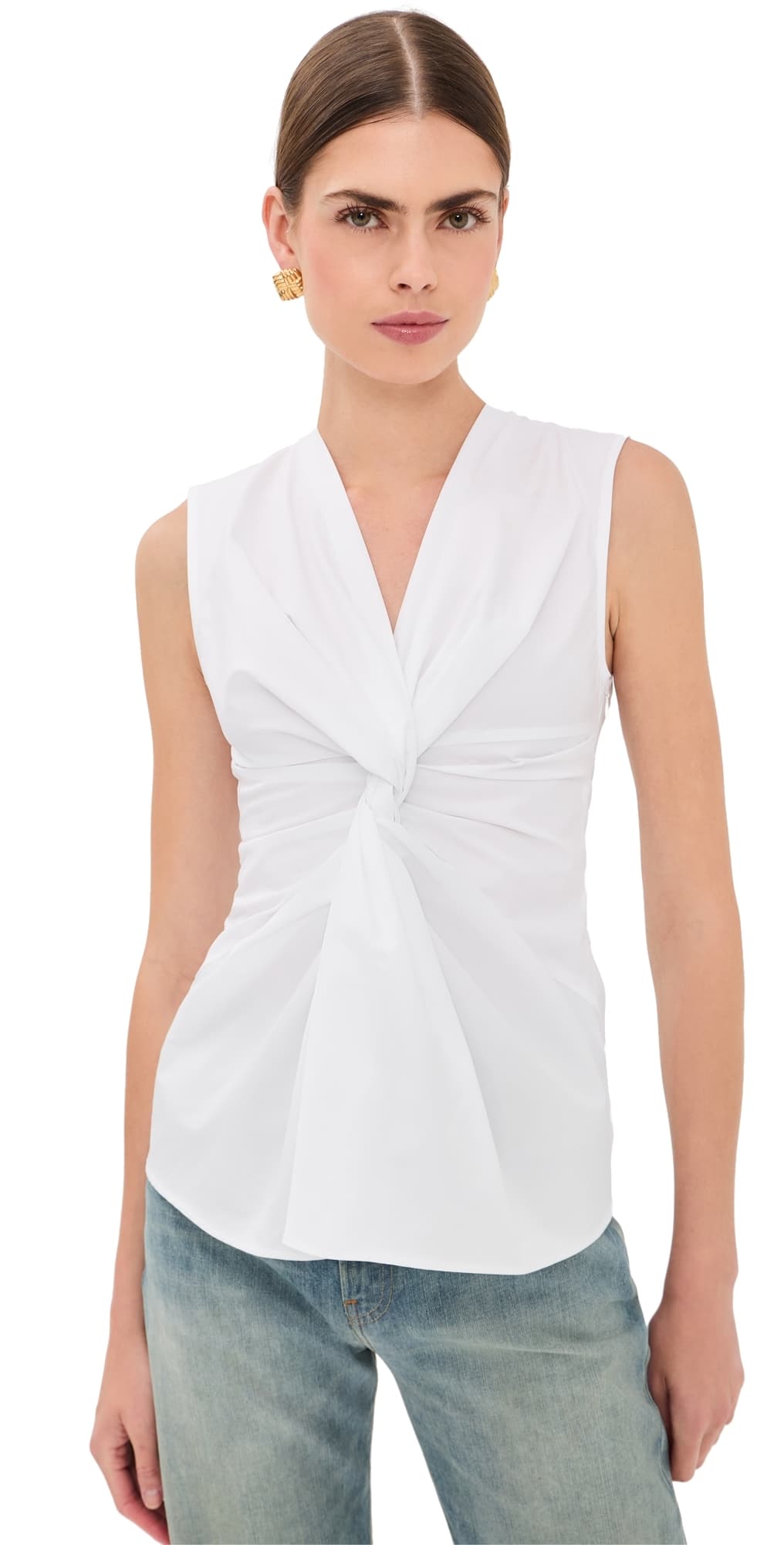 Balmain Cotton Twist Detail Top Blanc Optique