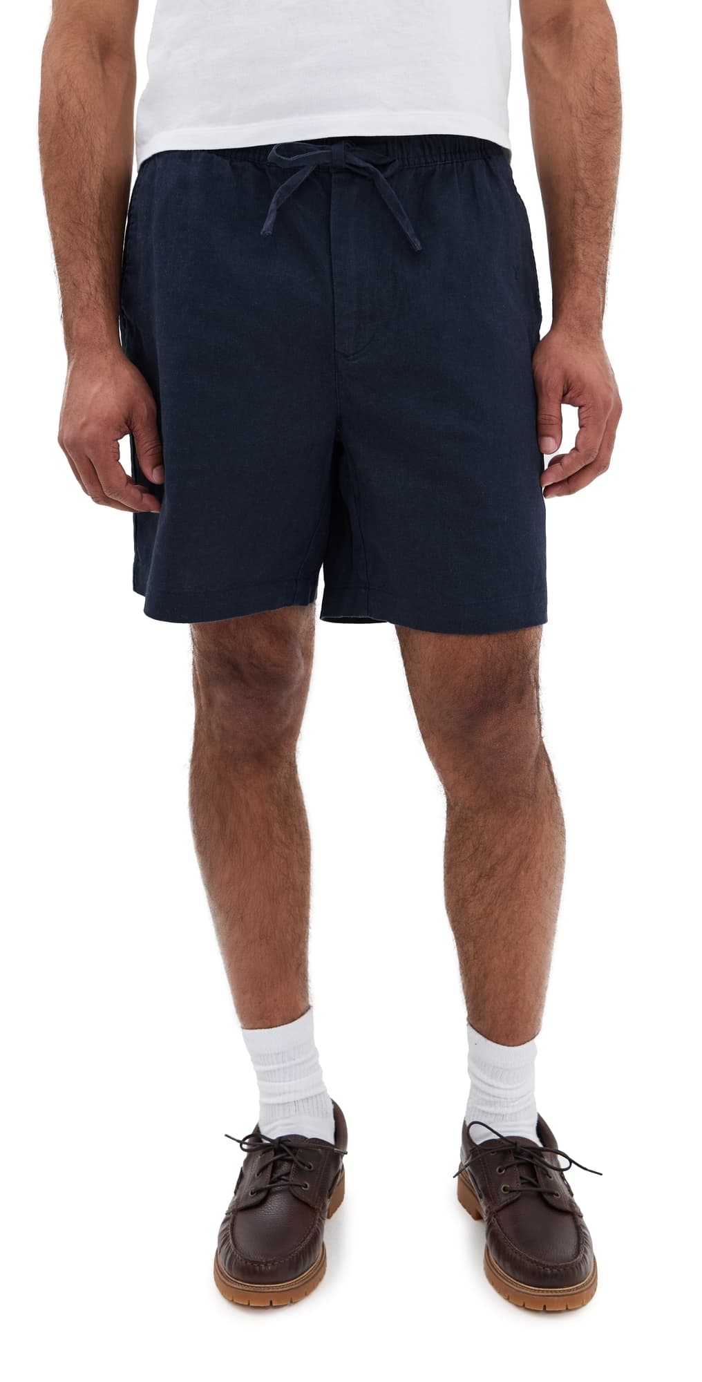 Barbour Cotton Linen Relaxed Shorts 7 Navy