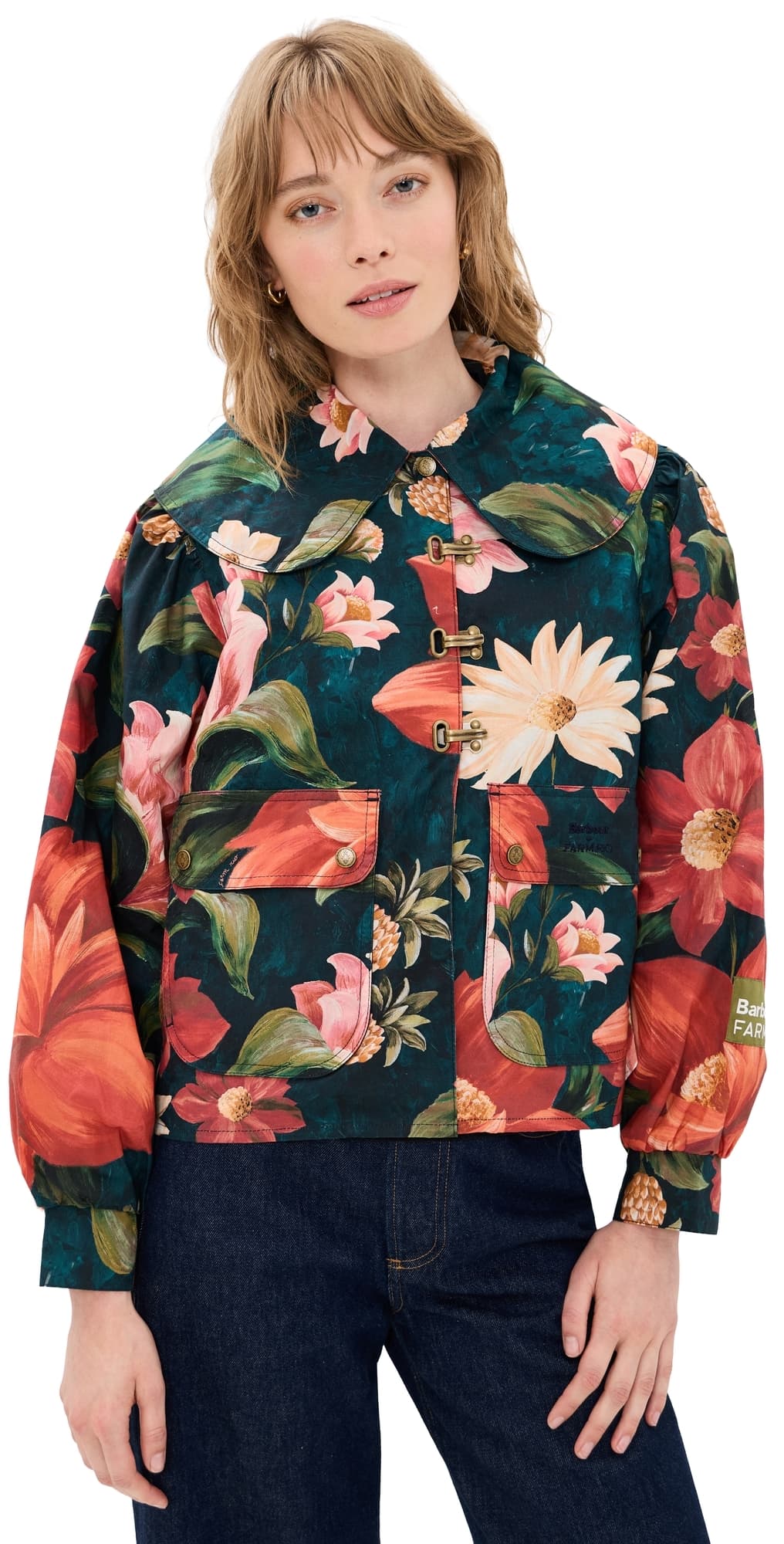 Barbour X Farm Rio Wild Casual Jacket Navy Wildflower/Flower Navy