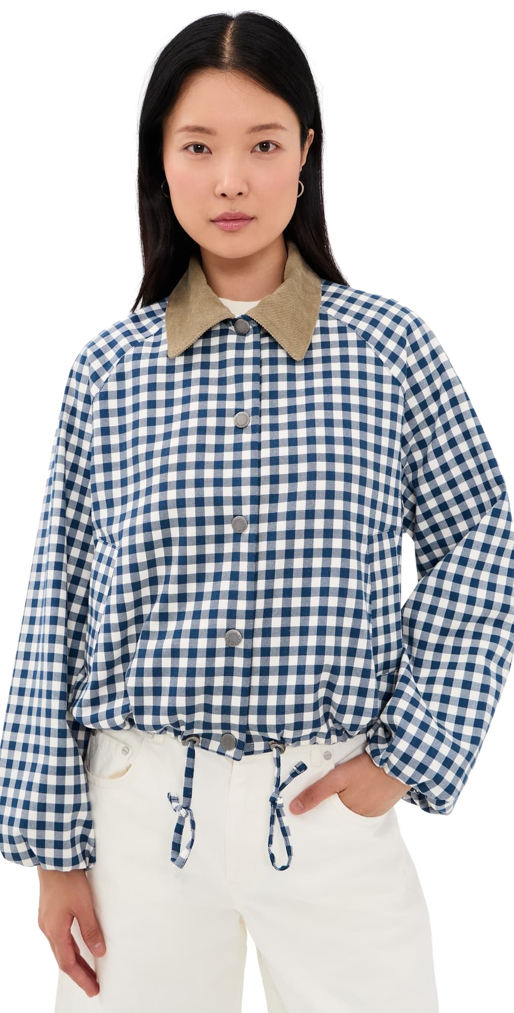 Barbour Ovingham Casual Jacket Gingham Navy/Neutral