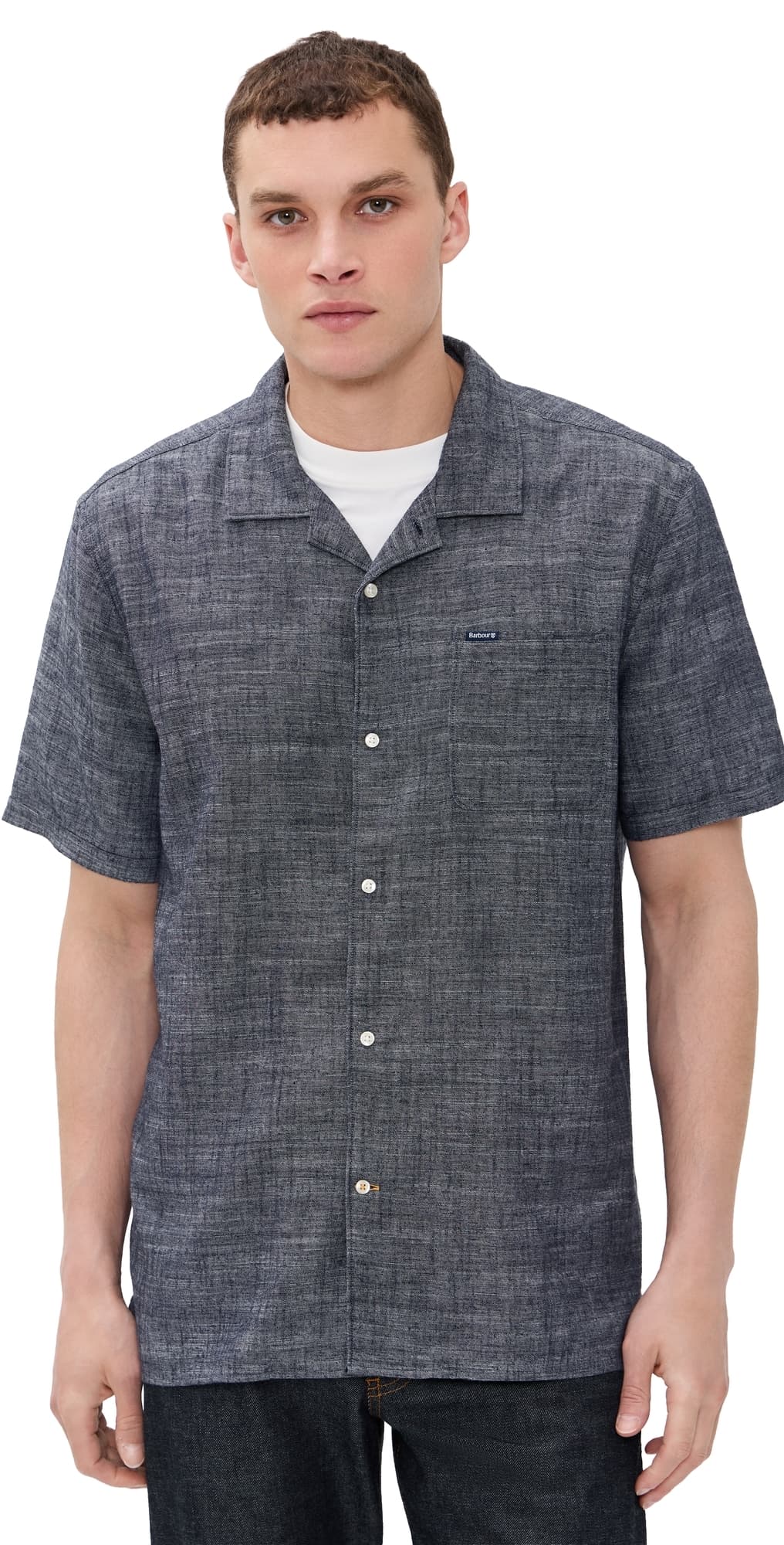 Barbour Bowston Linen Blend Summer Shirt Dark Navy