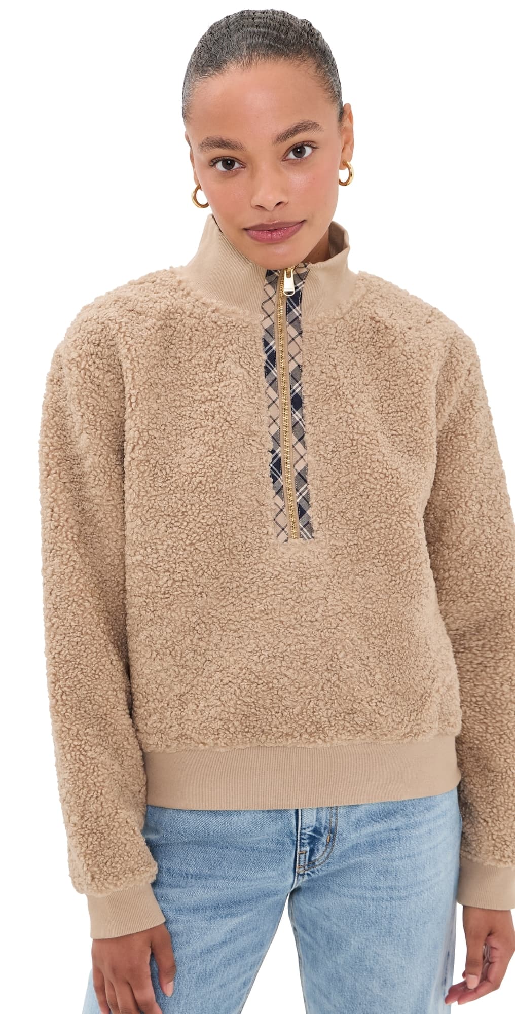 Barbour Fawne Fleece Quarter Zip Warm Trench