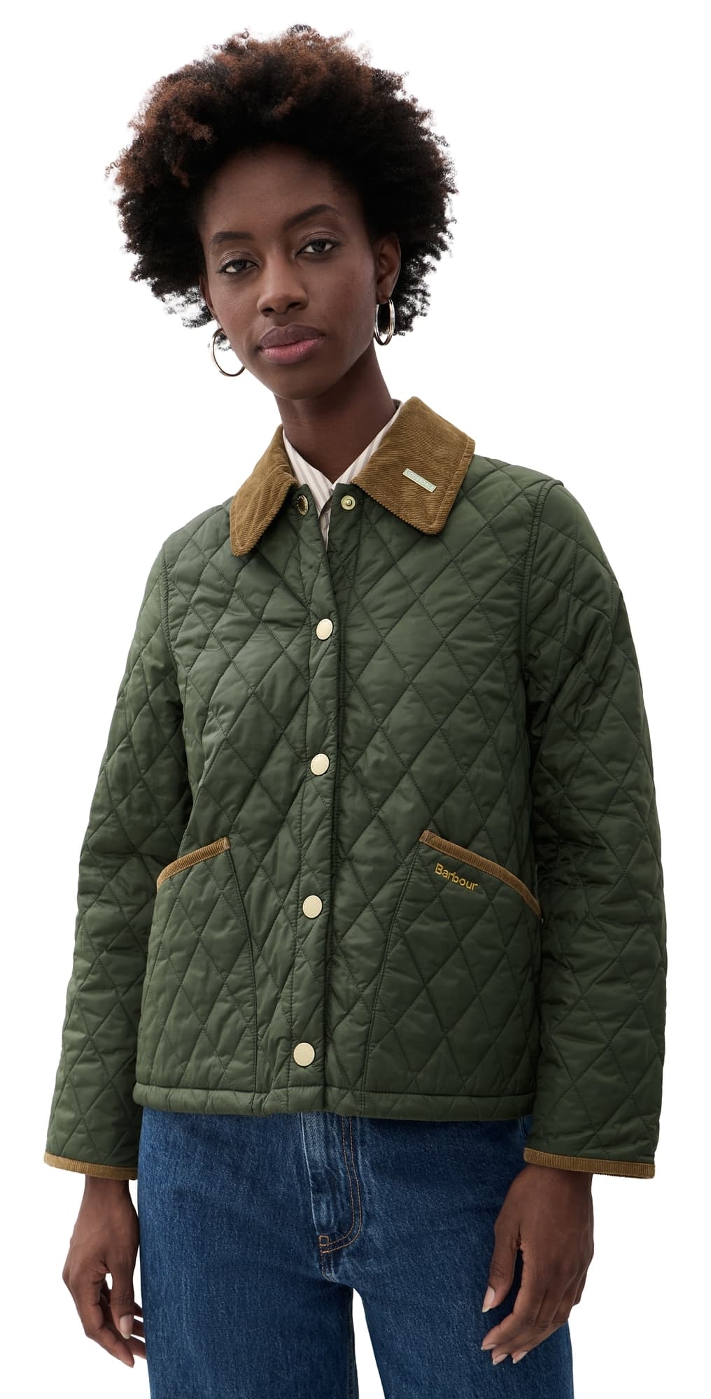Barbour Cropped Liddesdale Quilted Jacket Olive/Classic