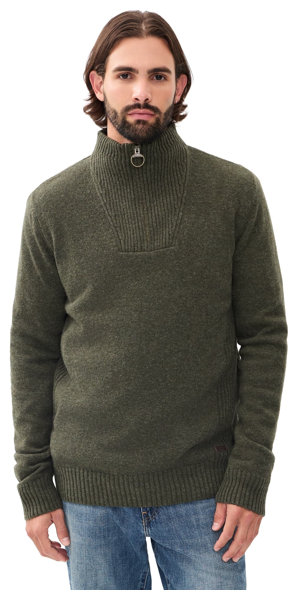 Barbour Nelson Quarter Zip Sweater Seaweed