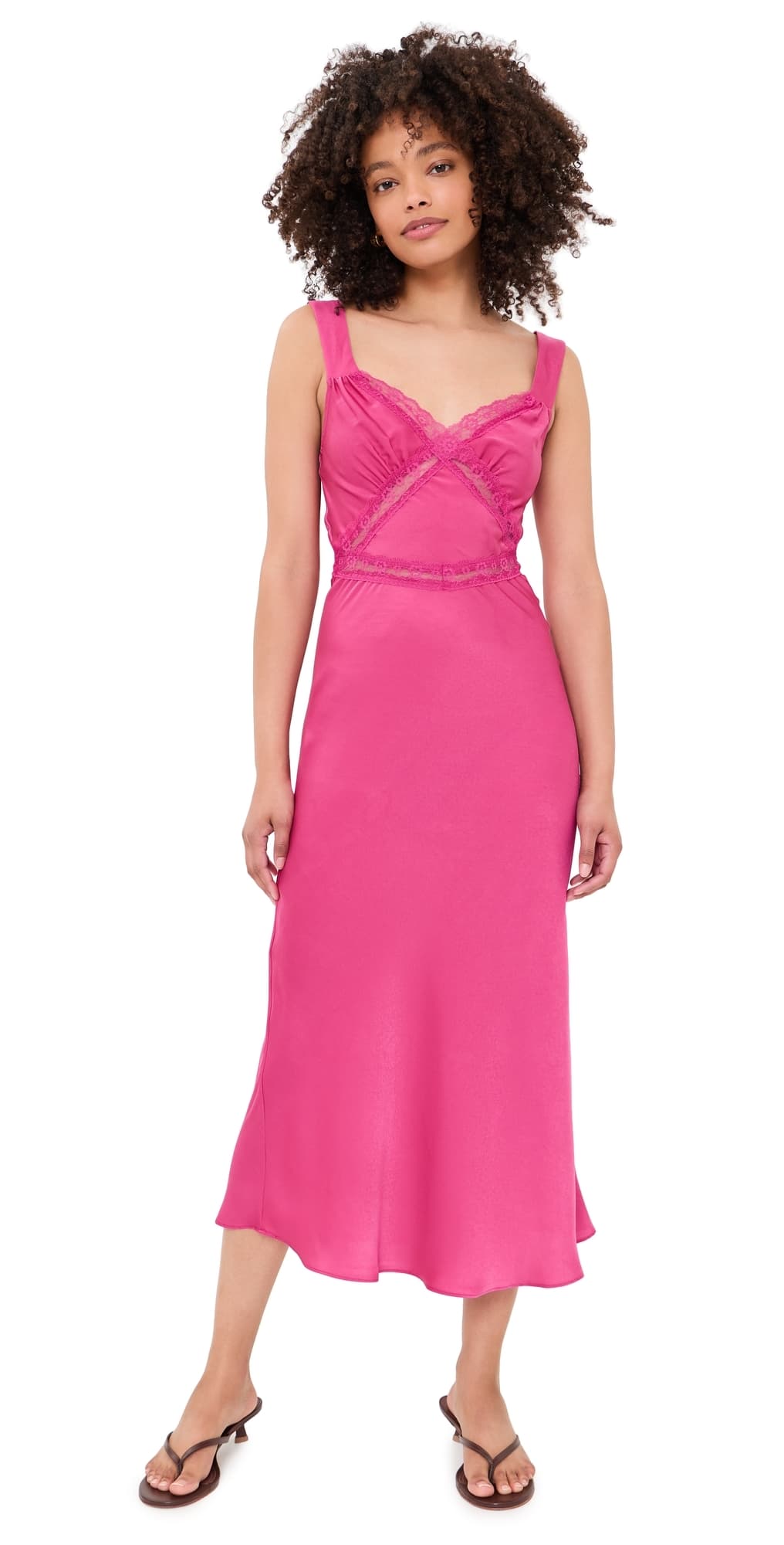 BARDOT Emory Lace Slip Dress Hot Pink