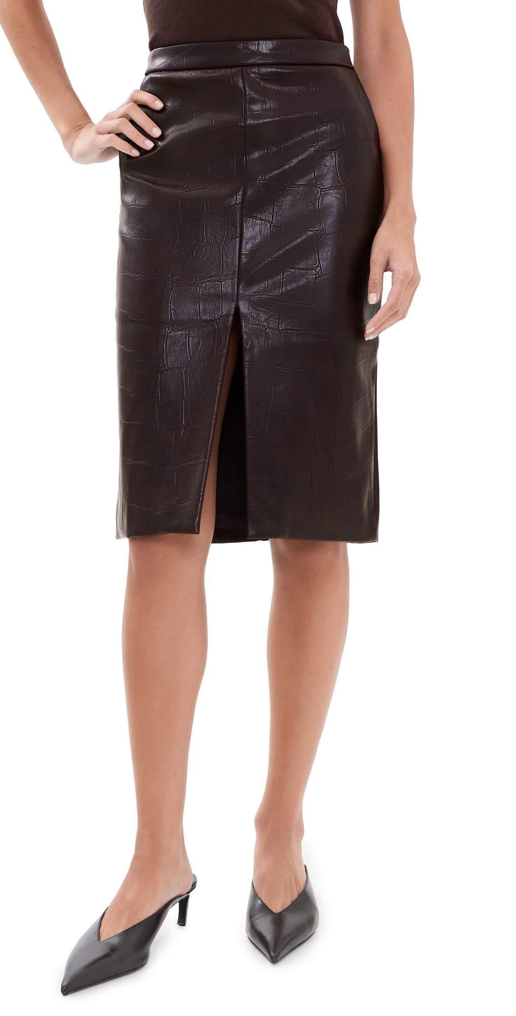 BARDOT Rheba Faux Leather Skirt Deep Plum