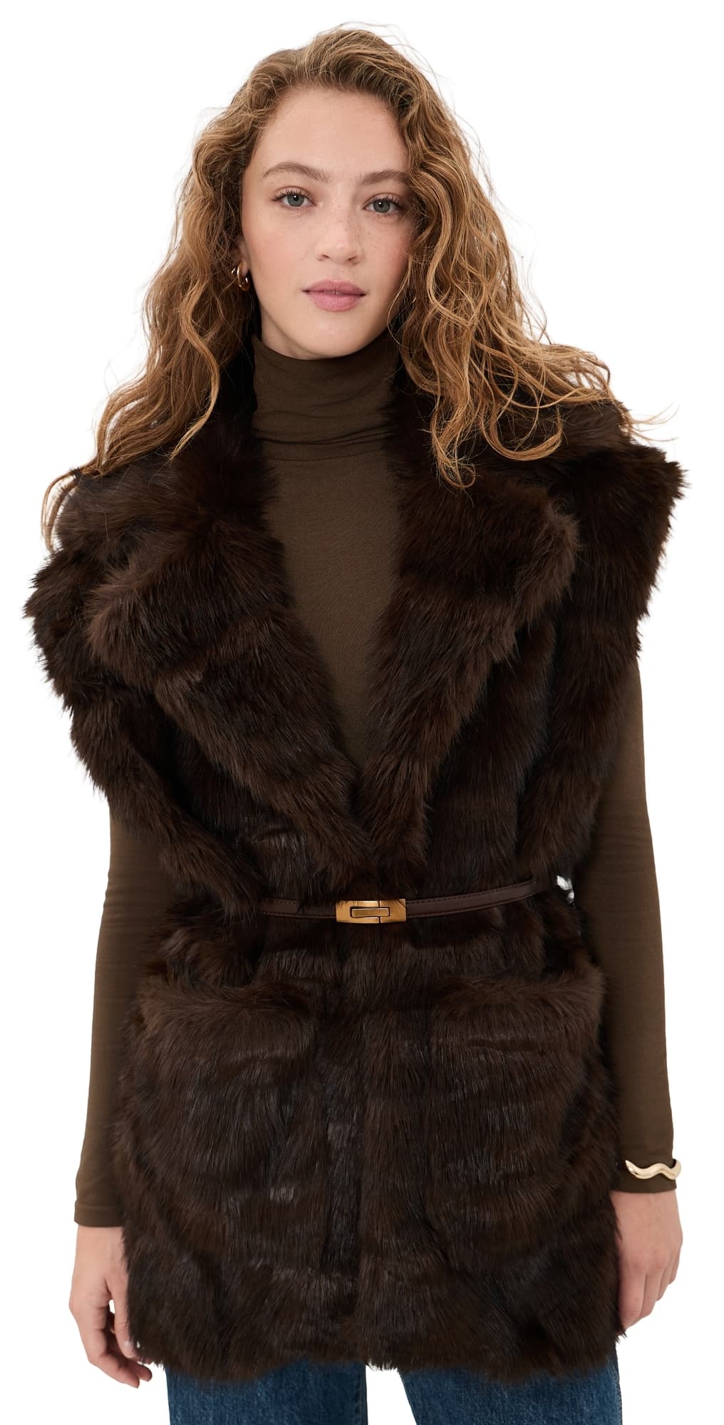BARDOT Brentley Faux Fur Vest Dark Choco