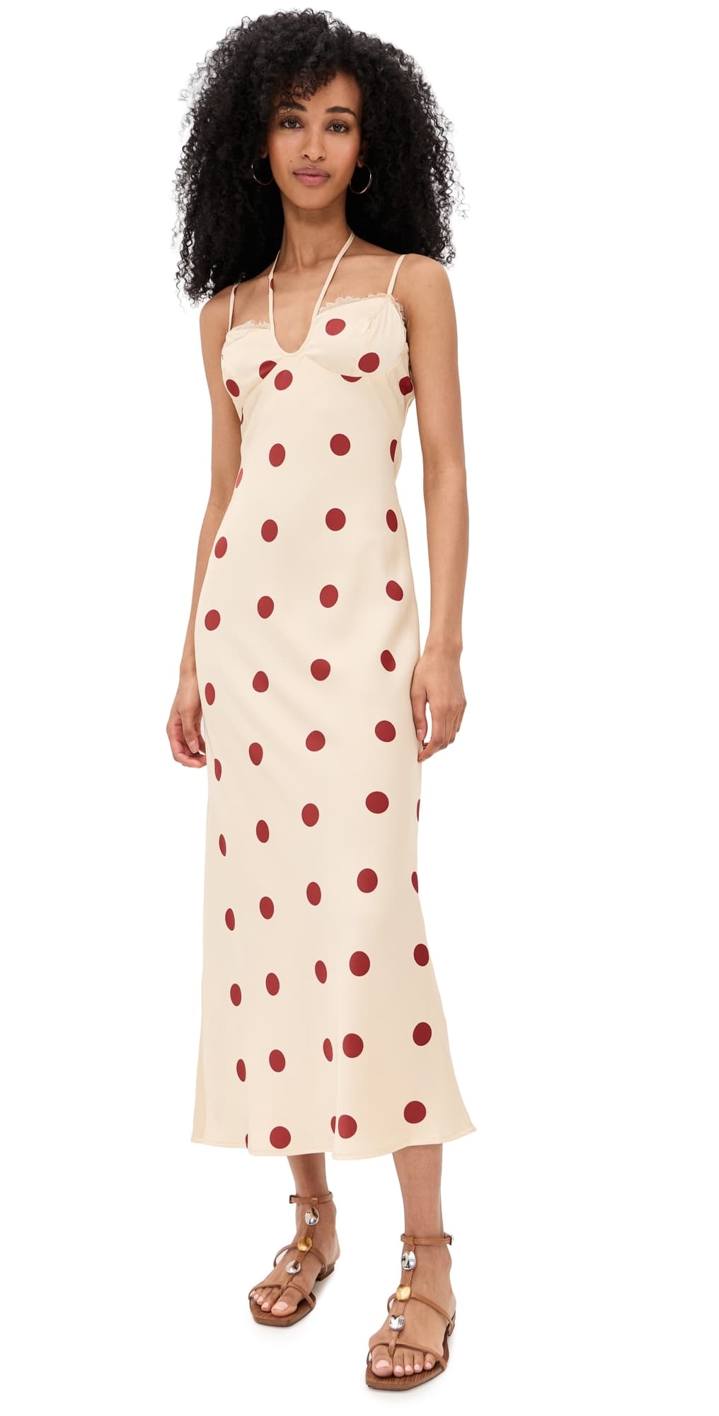 Bailey Rose Polka Dot Midi Dress Cream