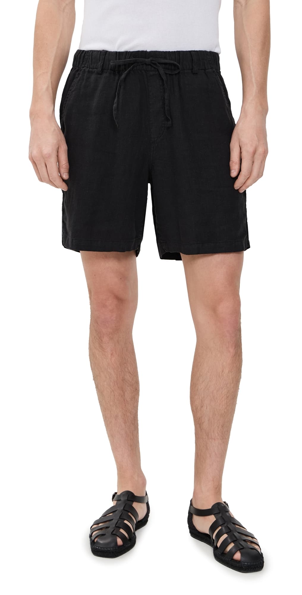 Bather Linen Leisure Shorts 6" Black