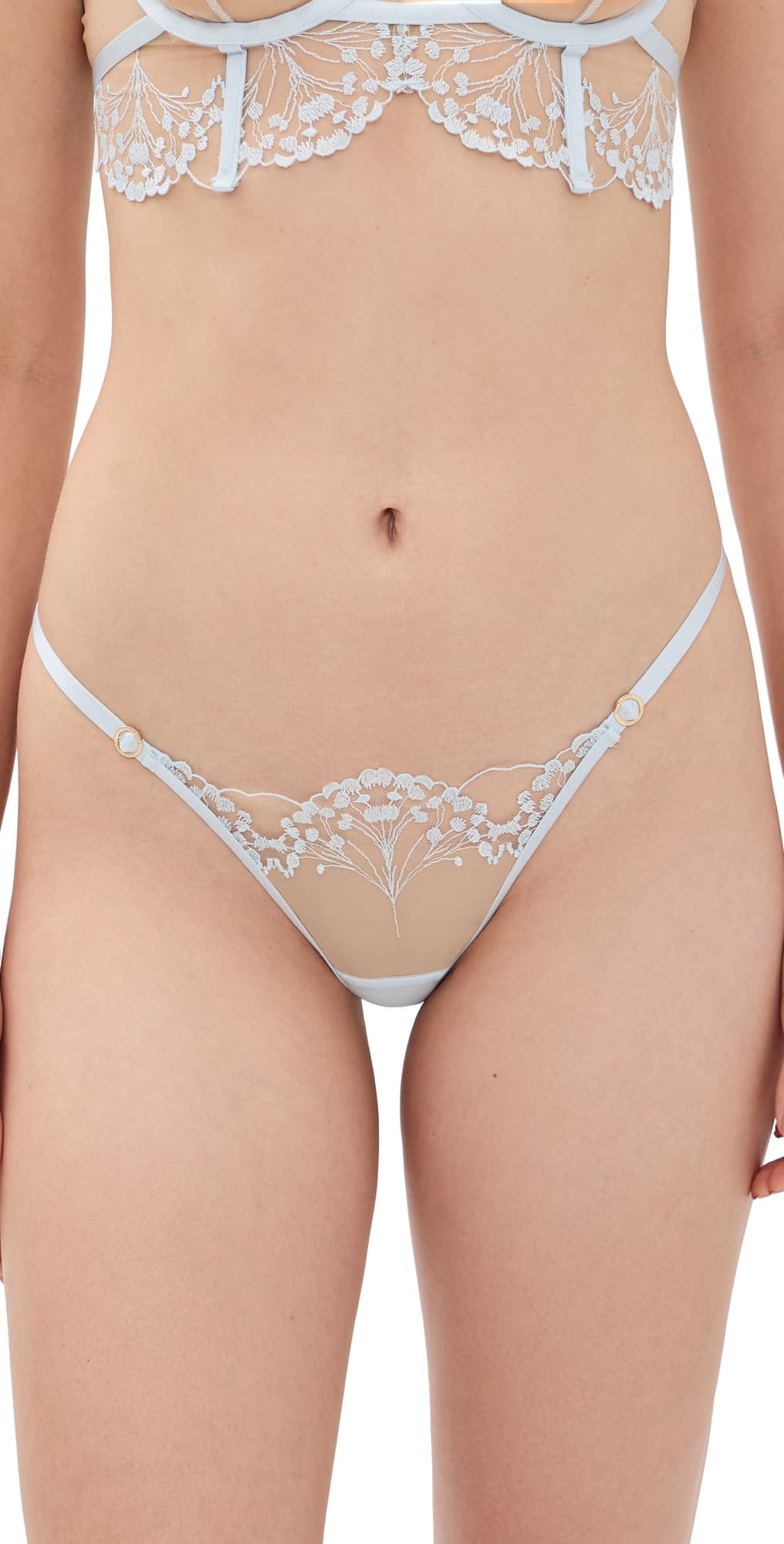 Bluebella Marisa Embroidered Sheer Panty Ice Water Blue/Sheer