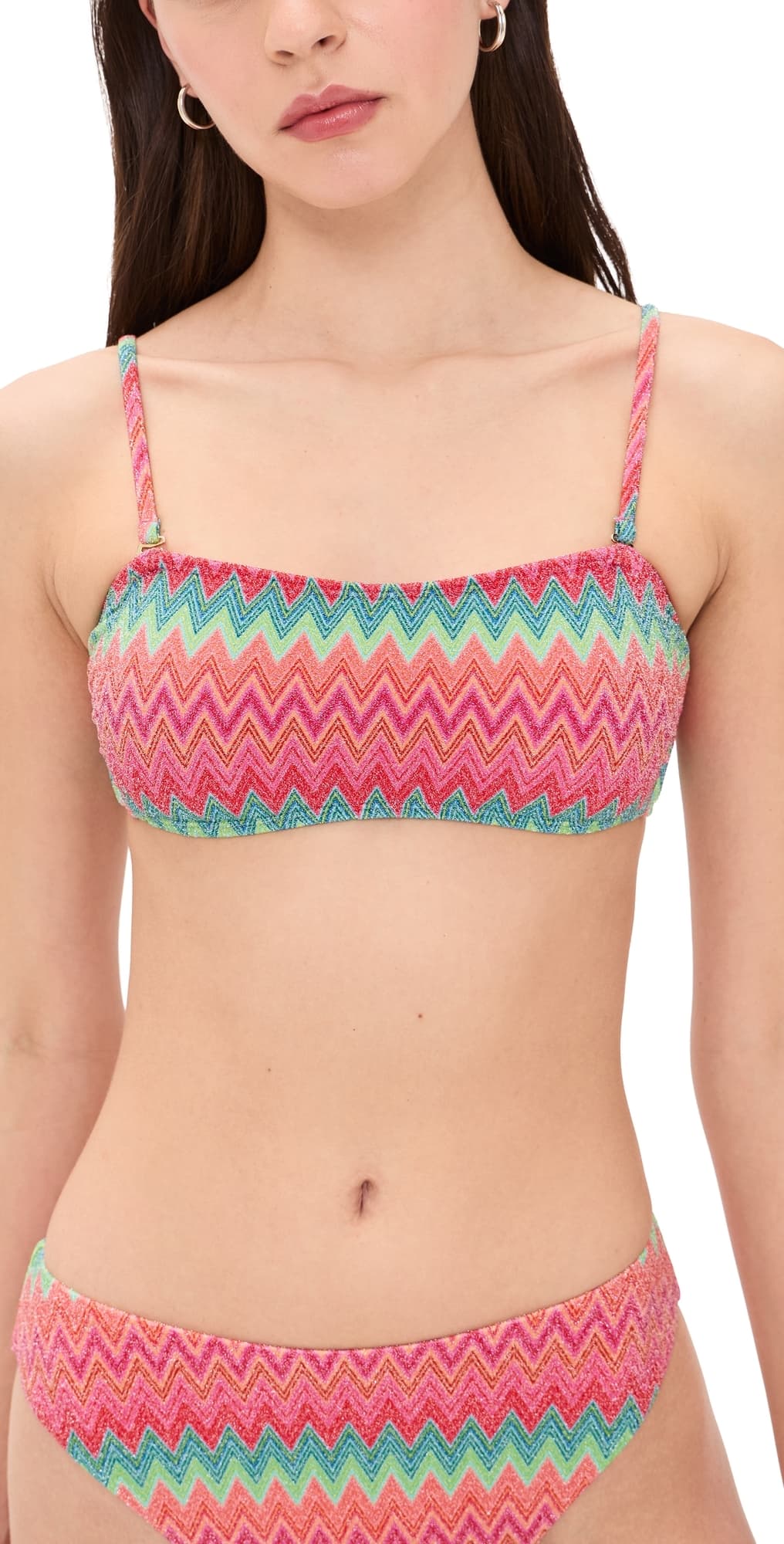 Beach Riot Kelsey Bikini Top Strawberry Ice Chevron