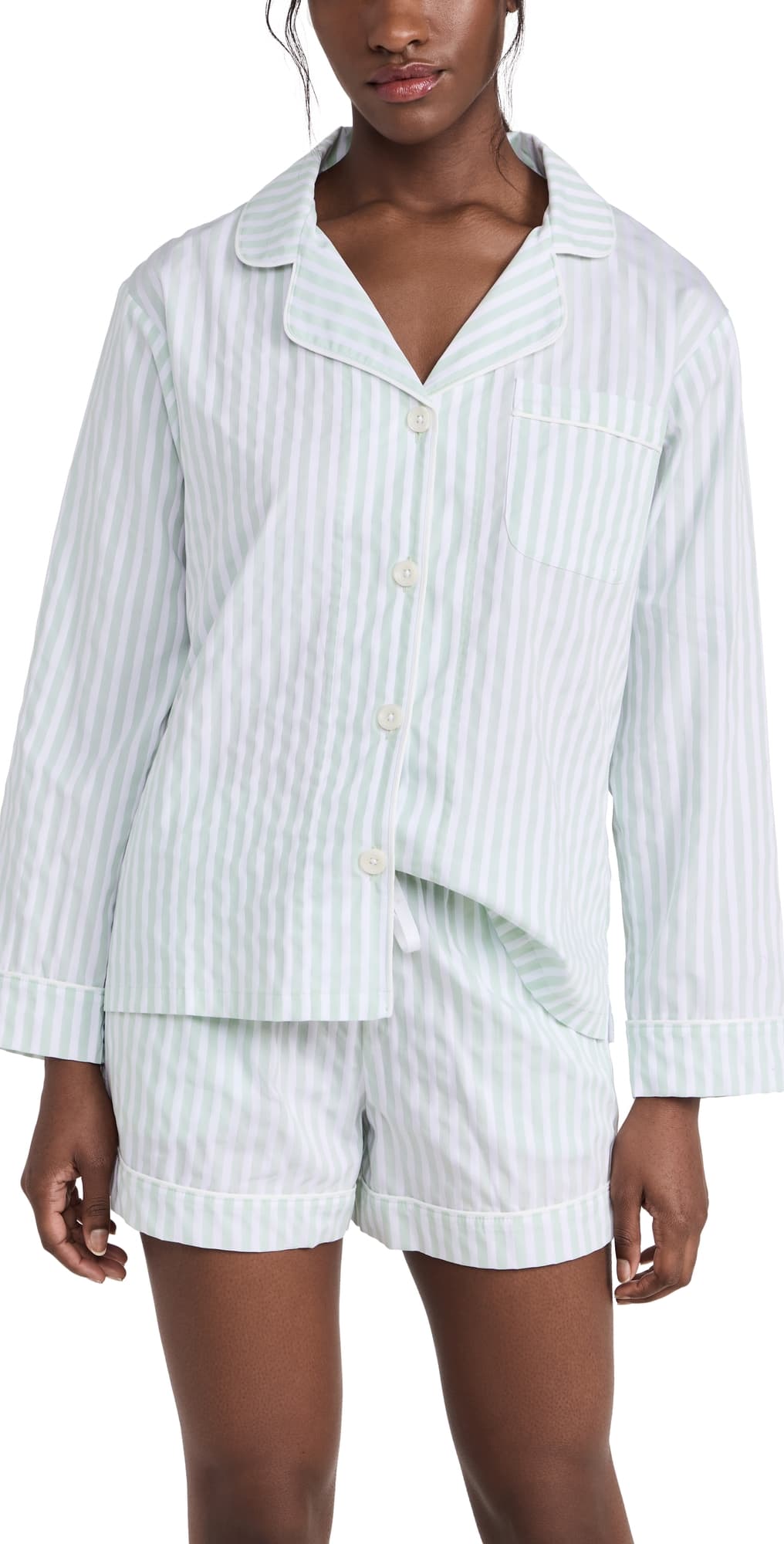 BedHead PJs 100% Cotton Long Sleeve Pajama Set Mint 3D Stripe