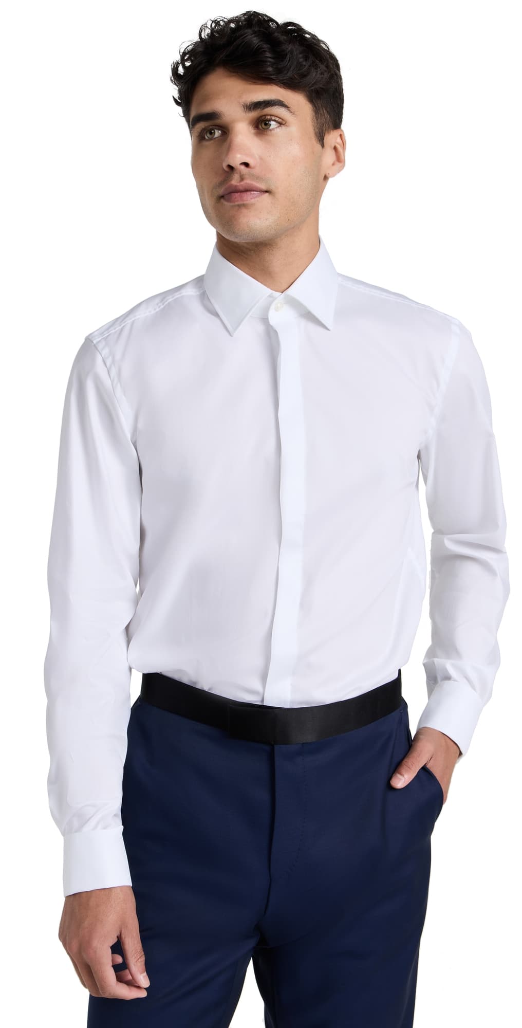BOSS Slim Fit Easy Iron Stretch Cotton Dress Shirt White
