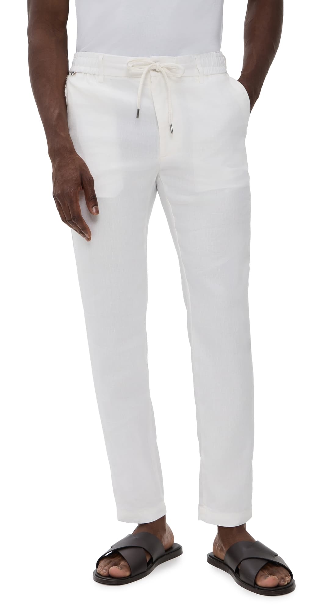 BOSS Linen Blend Trousers White