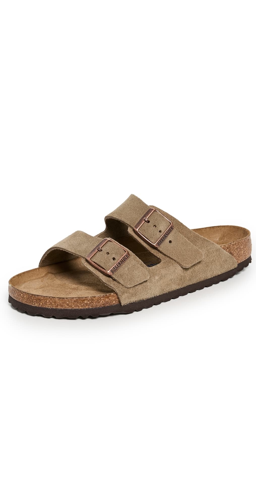 Birkenstock Soft Arizona Suede Sandals Taupe
