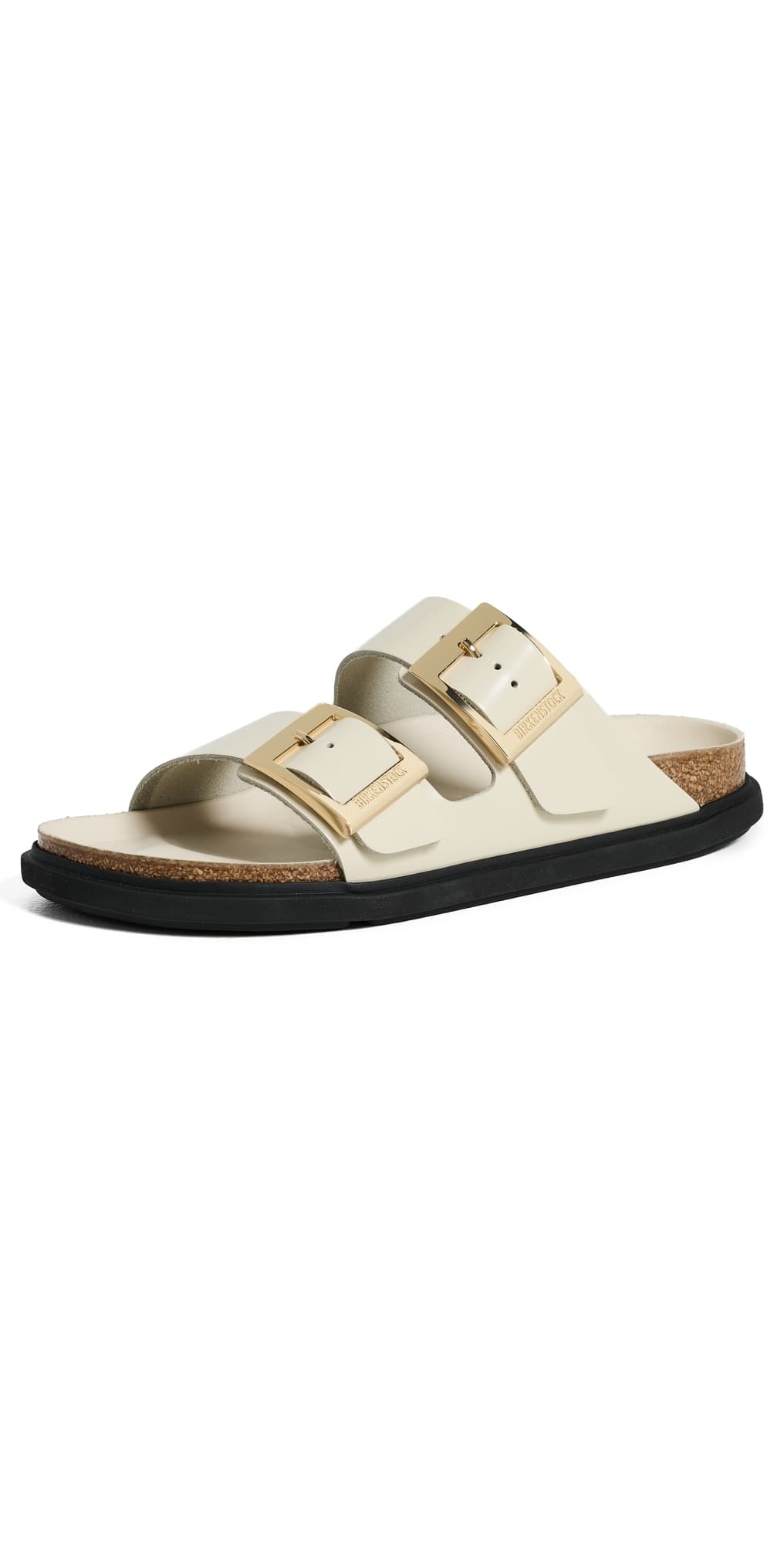 Birkenstock Arizona Droplet Buckle High Shine Sandals Ecru