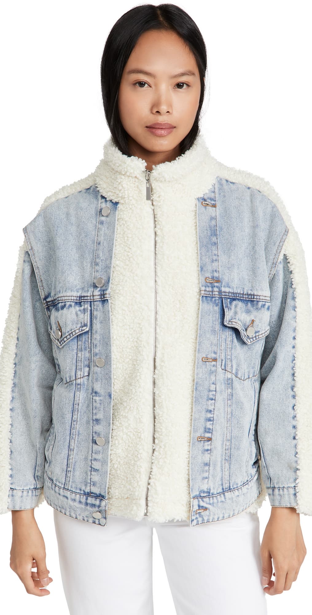 BLANKNYC Bear Hug Denim Sherpa Jacket Bear Hug · L