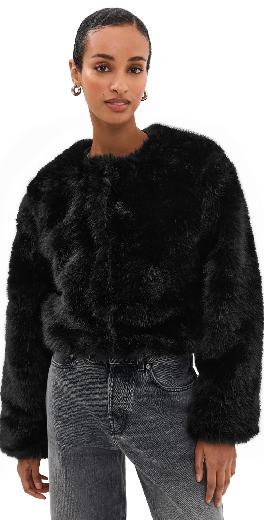 BLANKNYC Cash Flow Faux Fur Jacket Black
