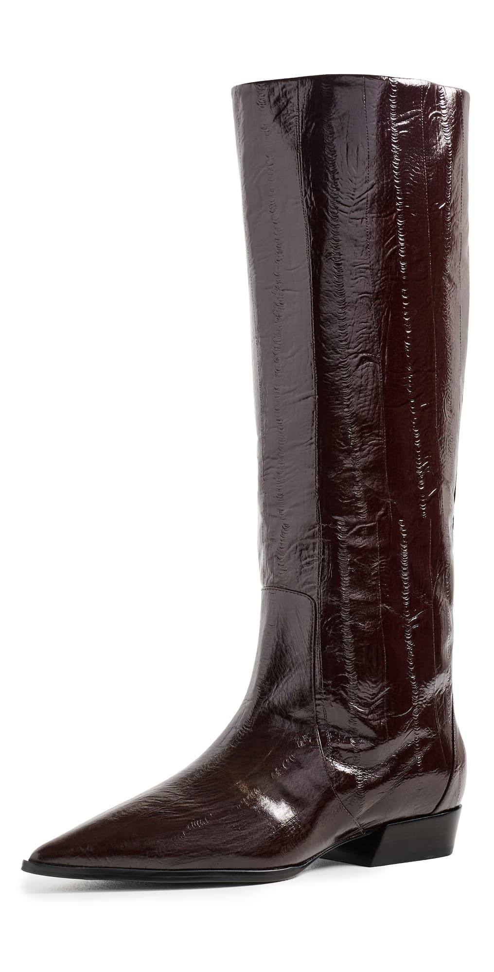 Black Suede Studio Aero 25 Boots Brown Eel Printed Leather