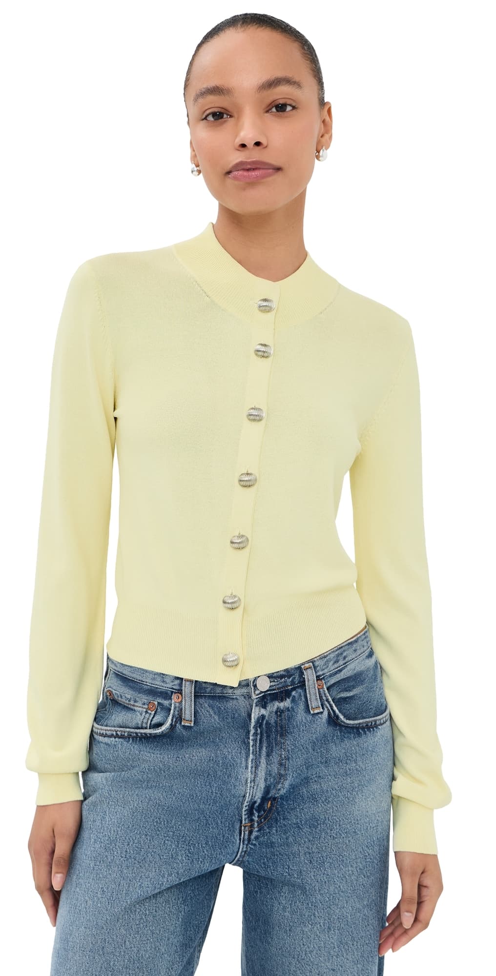 Brandon Maxwell Aubrey Cardigan Lemon Ice