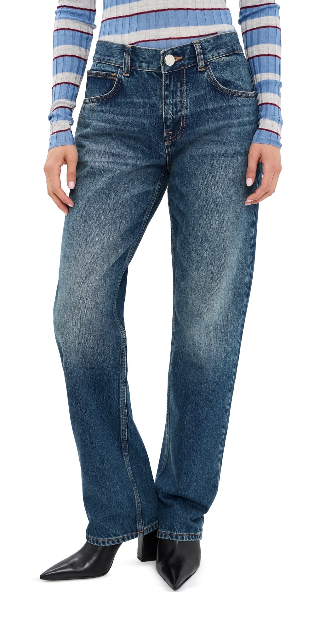 Brandon Maxwell The Beau Classic Buckle Jeans Indigo