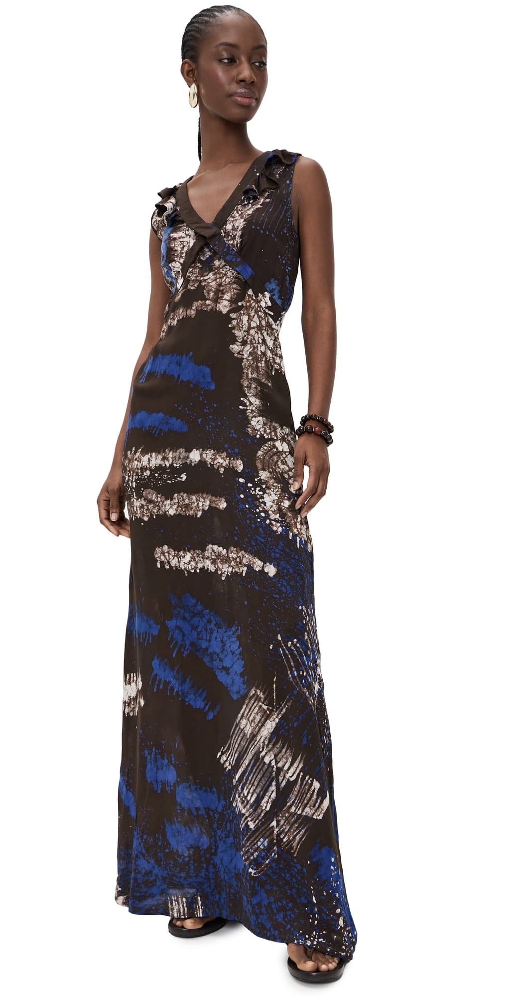 Busayo Kemi Dress Blue/Brown/Peach