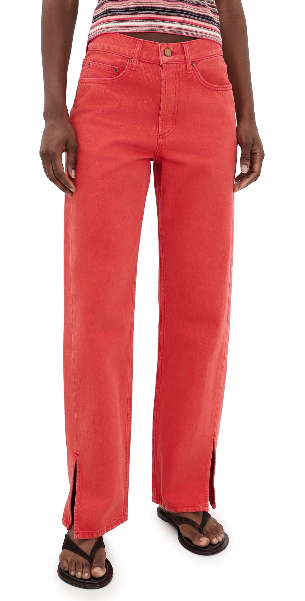B Sides Charlot Split Hem Jeans Faded Tomato Overdye