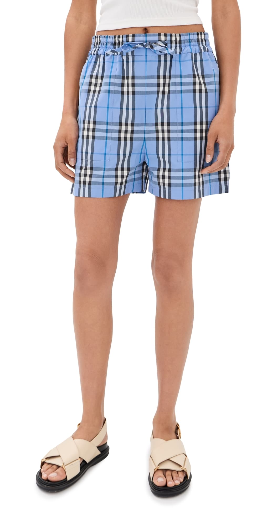 Burberry Evelyn Check Shorts Cornflower Blue