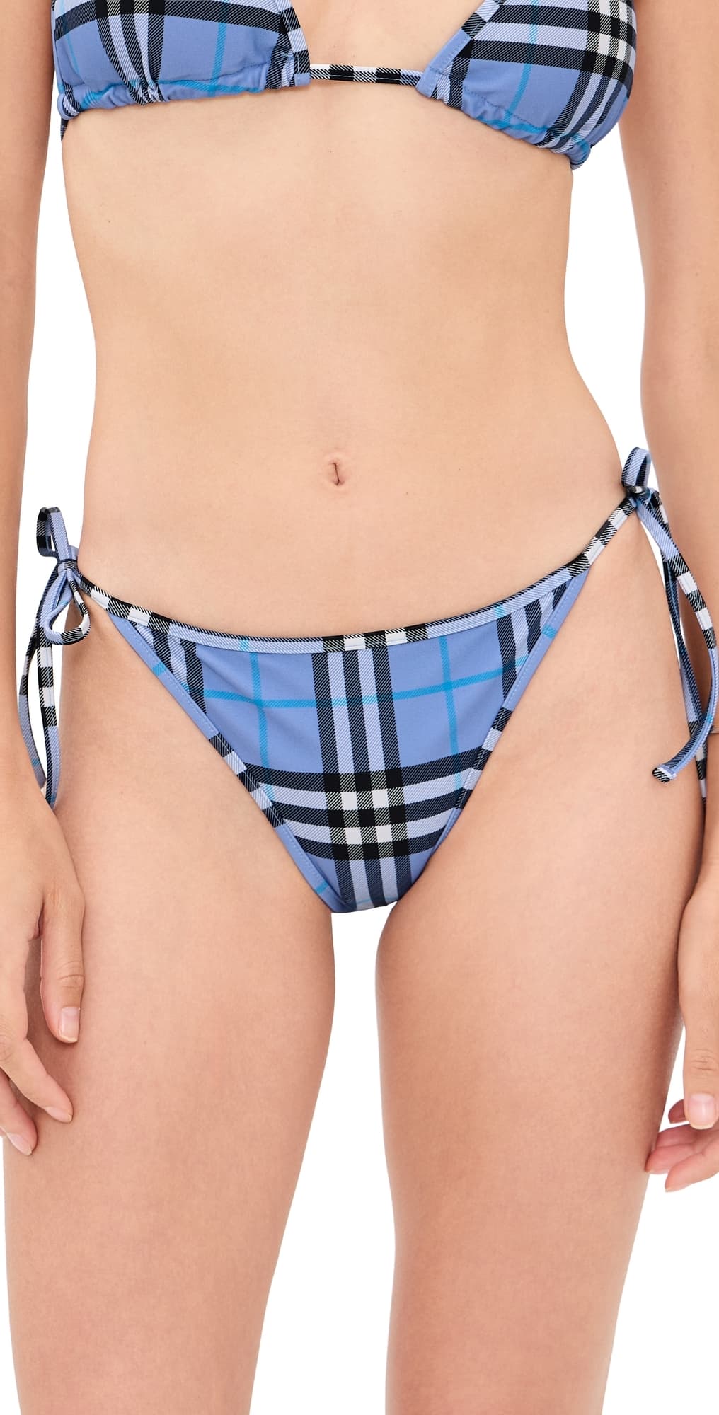 Burberry Sadie Checked Bikini Bottoms Cornflower Blue
