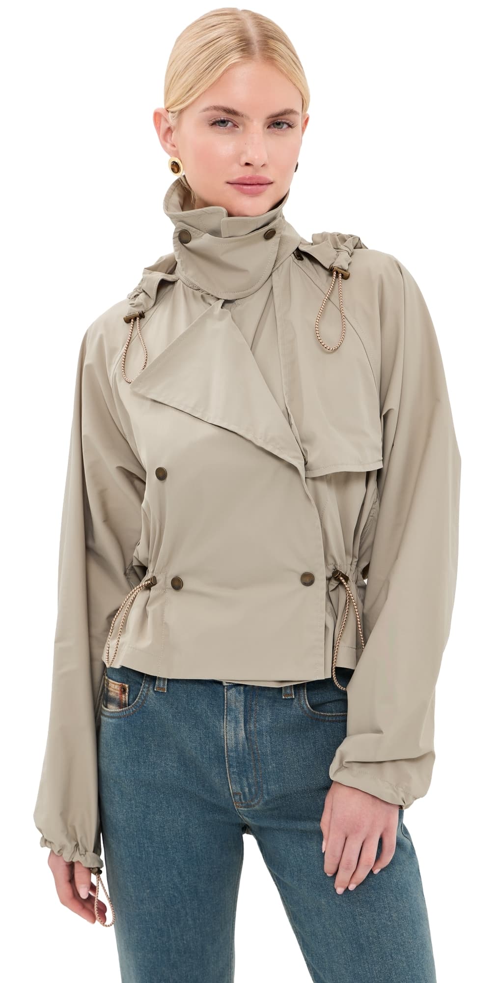 Burberry Hooded Rosewin Trench Jacket Saltmarsh Beige