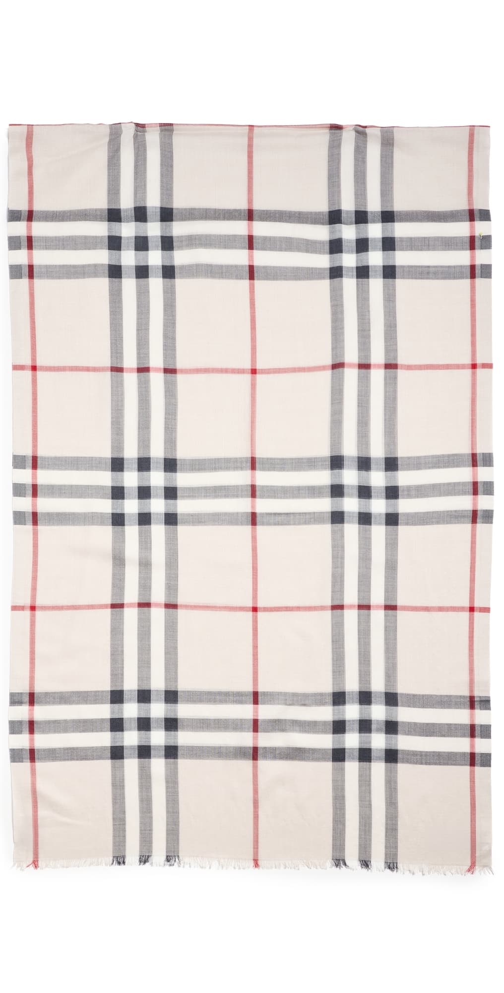 Burberry Wide Check Wool Silk Gauze Scarf Stone Check