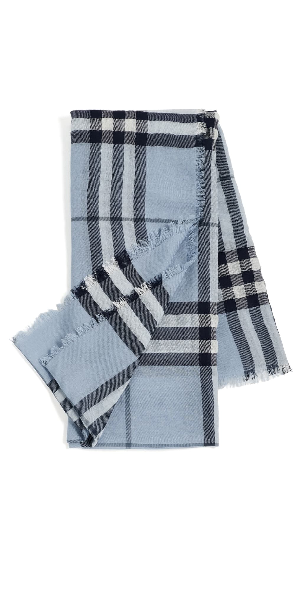 Burberry Giant Check Wool Scarf Bank Blue